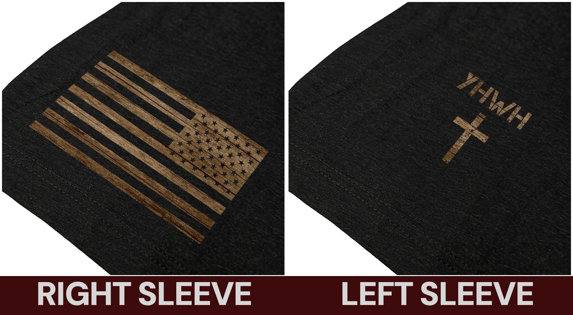 YHWH American Flag Cross Christian Shirt - Rust Field Wear