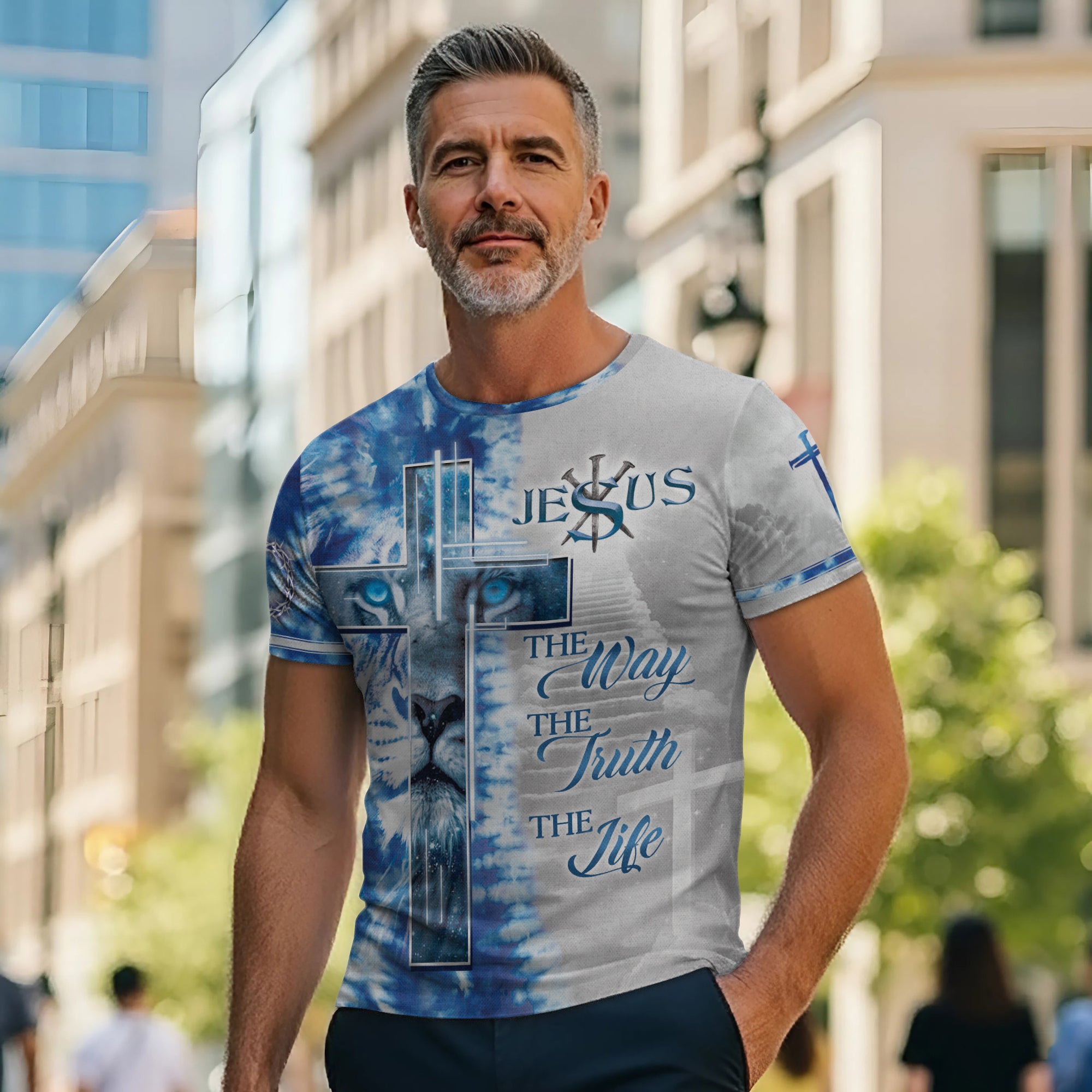 The Gaze Of Truth "The Way The Truth The Life" Blue Eyed Lion T-Shirt
