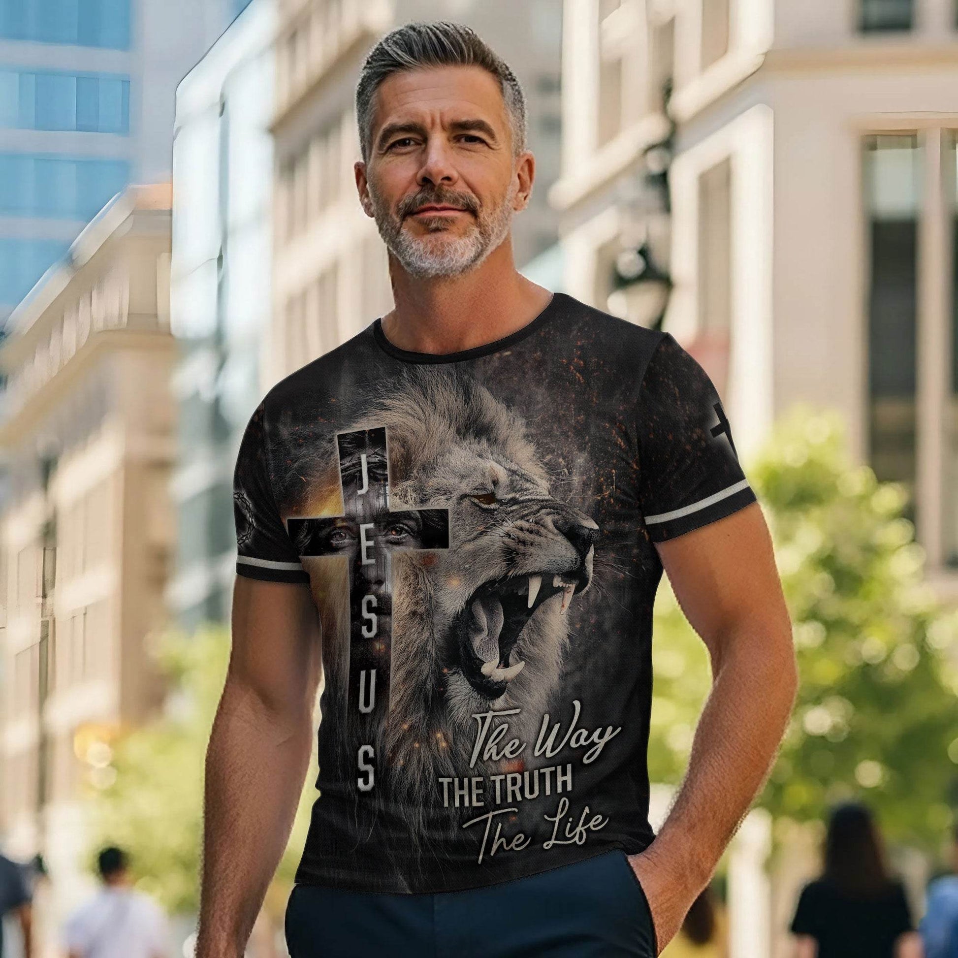 Jesus Lion Cross – The Way The Truth The Life T-Shirt - Rust Field Wear