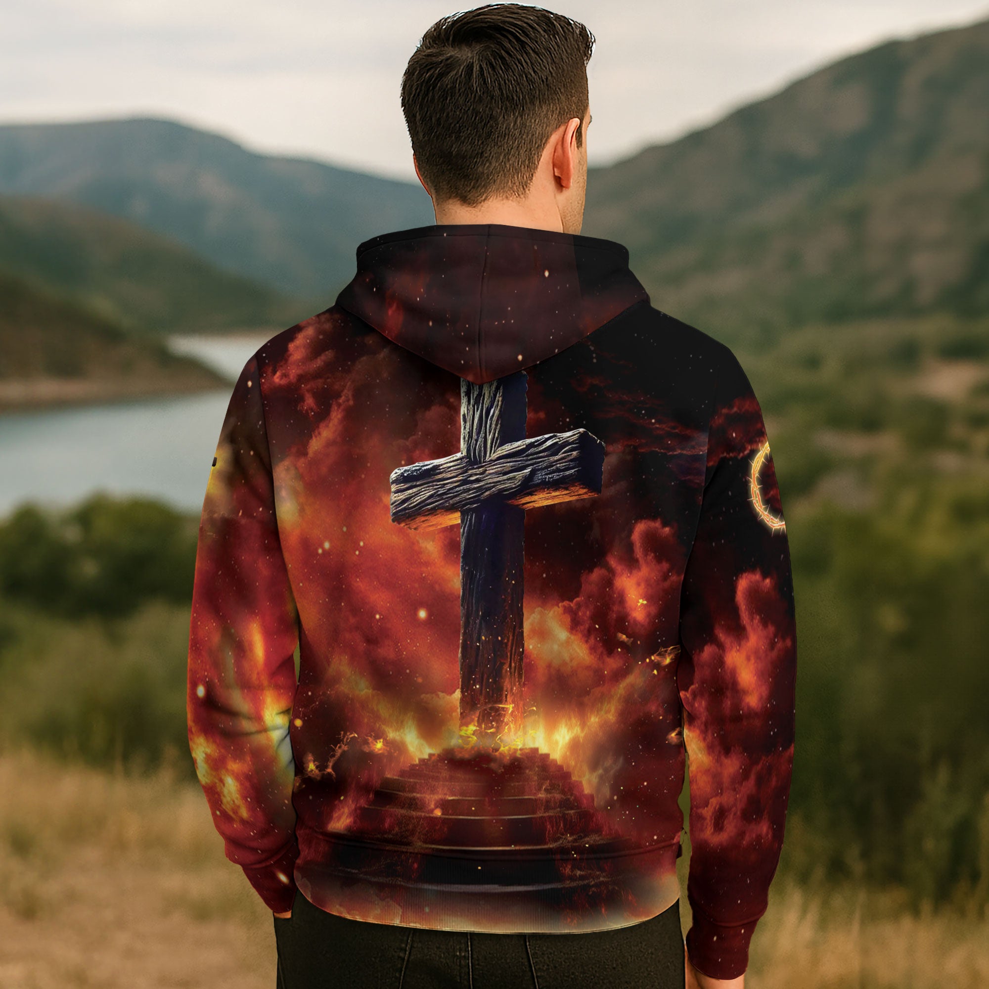 Faith Over Fear Lion Warrior & Cross Christian Hoodie