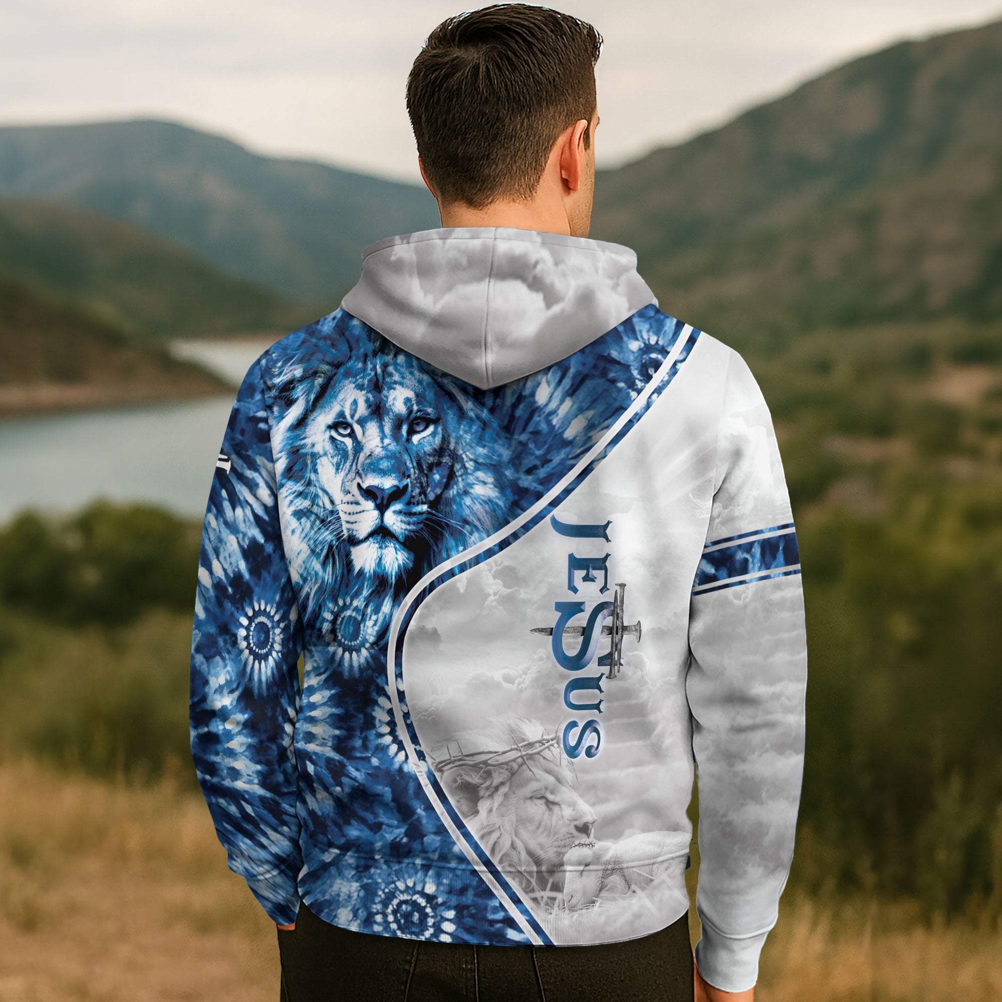 Faith Over Fear Fiery Cross & Lion Hoodie