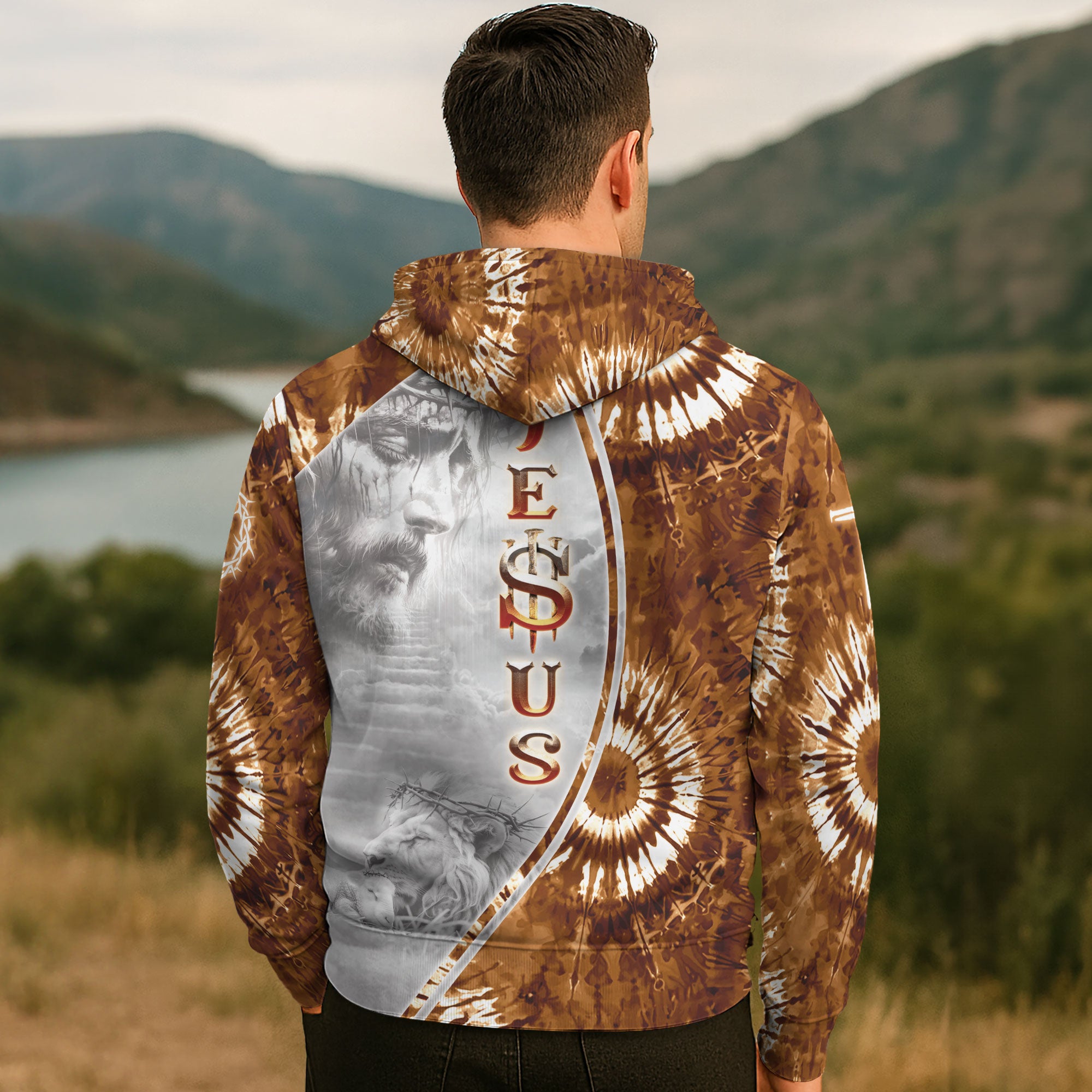 Faith Over Fear Lion & Jesus Crown of Thorns Hoodie