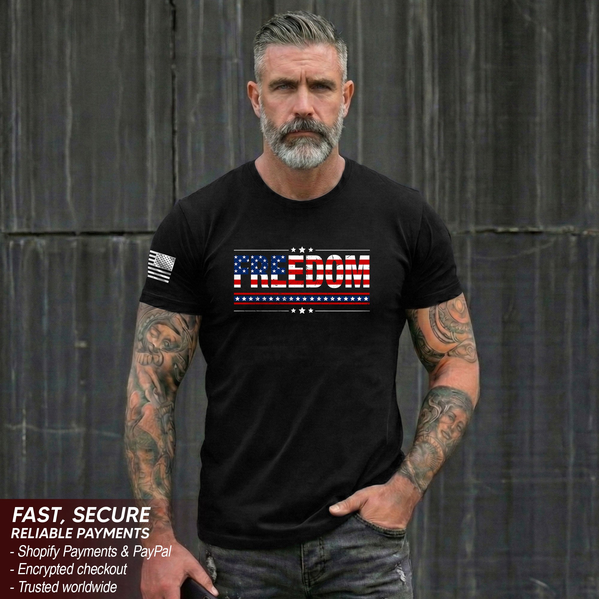 Freedom American Flag Stars & Stripes Patriotic T-Shirt