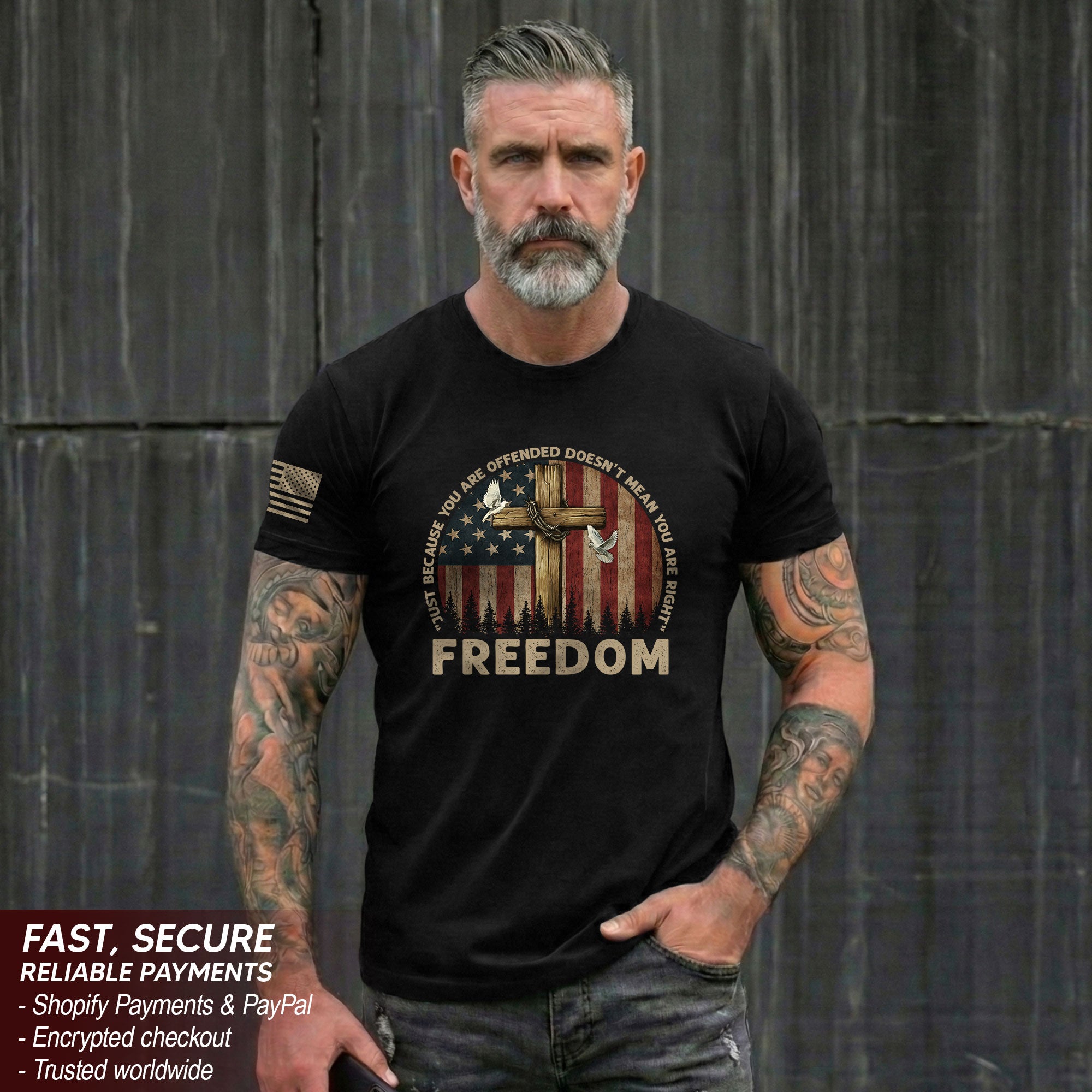 Freedom “Offended Doesn’t Mean You Are Right” Memorial Faith Cross T-Shirt
