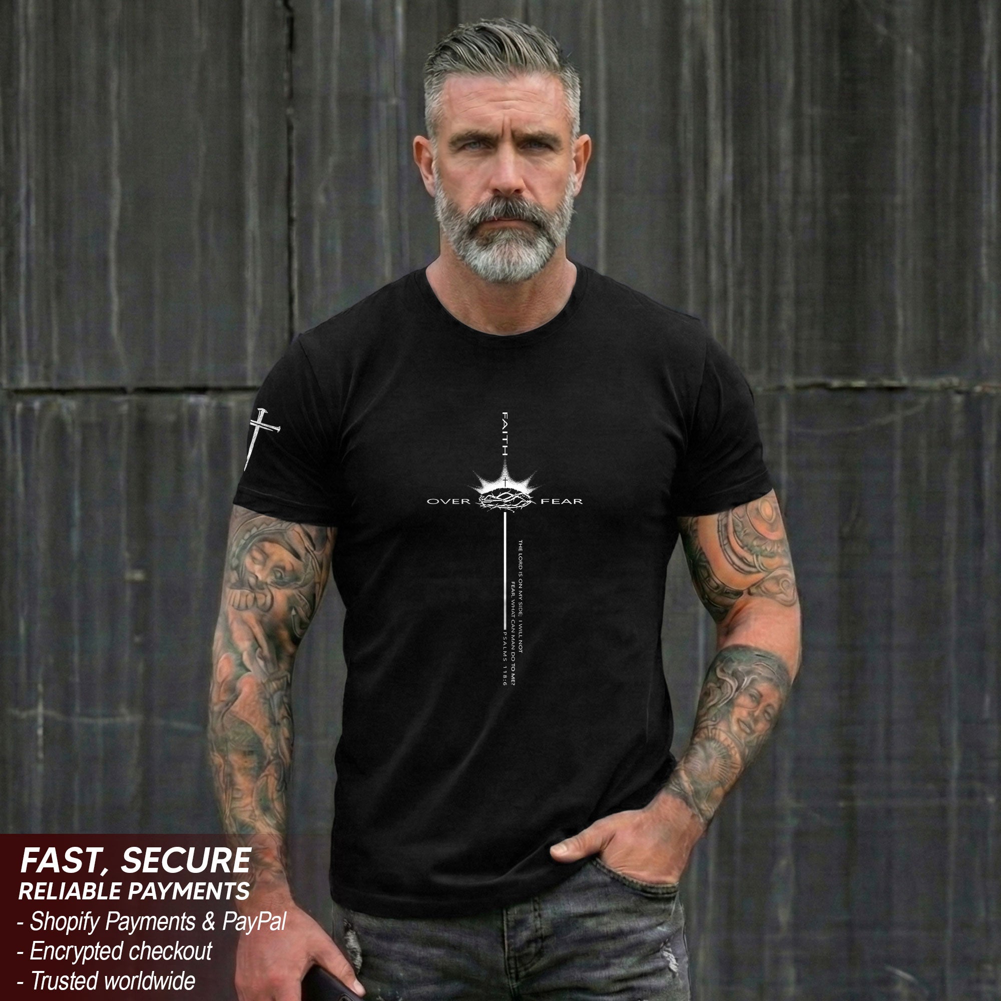 Faith Over Fear Crown of Thorns Psalm 118:6 T-Shirt