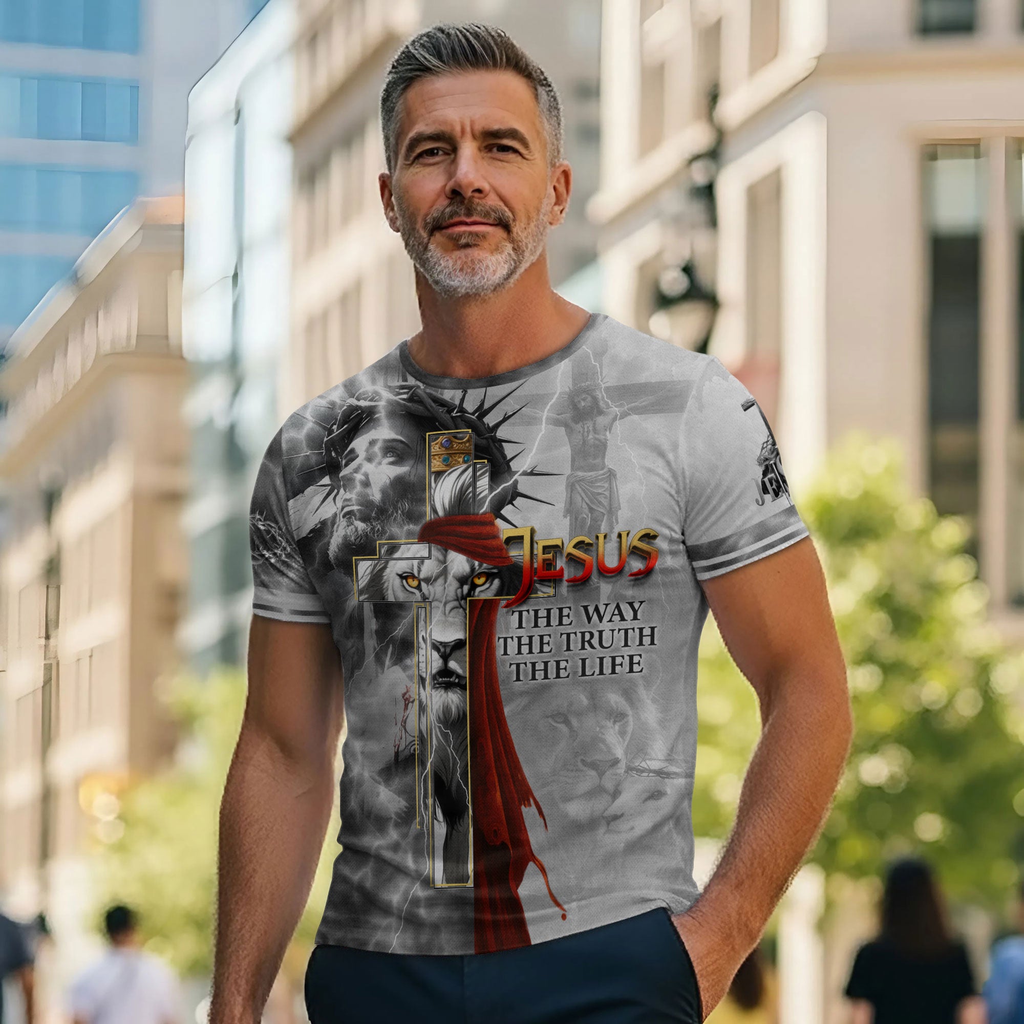 Jesus The Way The Truth The Life Lion Crown Christian T-Shirt