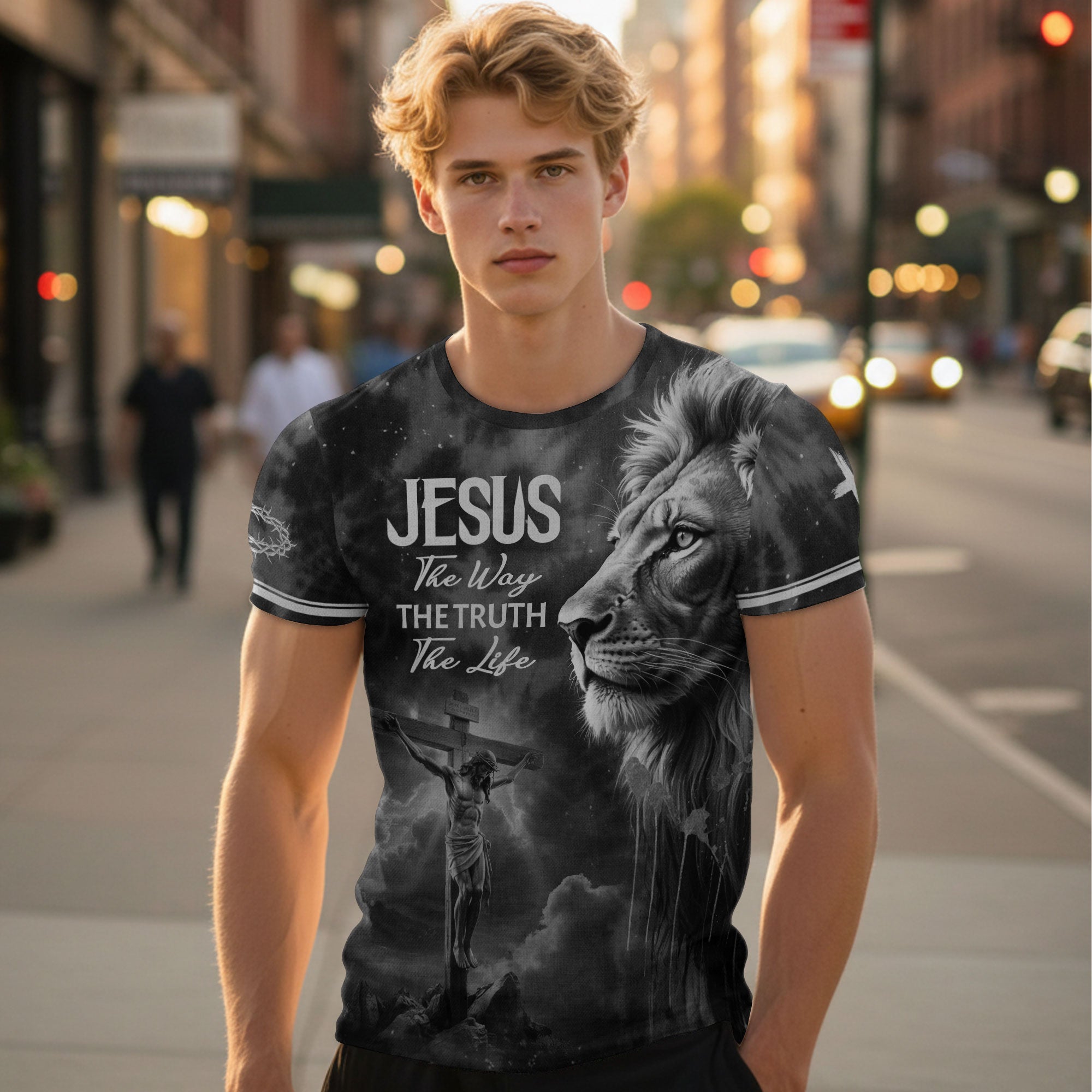 Jesus Lion Of Judah Cross Crown Of Thorns The Way The Truth The Life T-Shirt