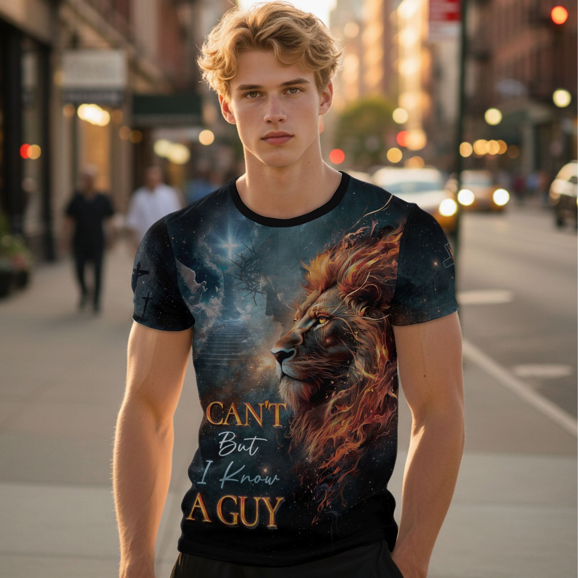 I Can’t But I Know A Guy Christian T-Shirt Lion of Judah Cross Design