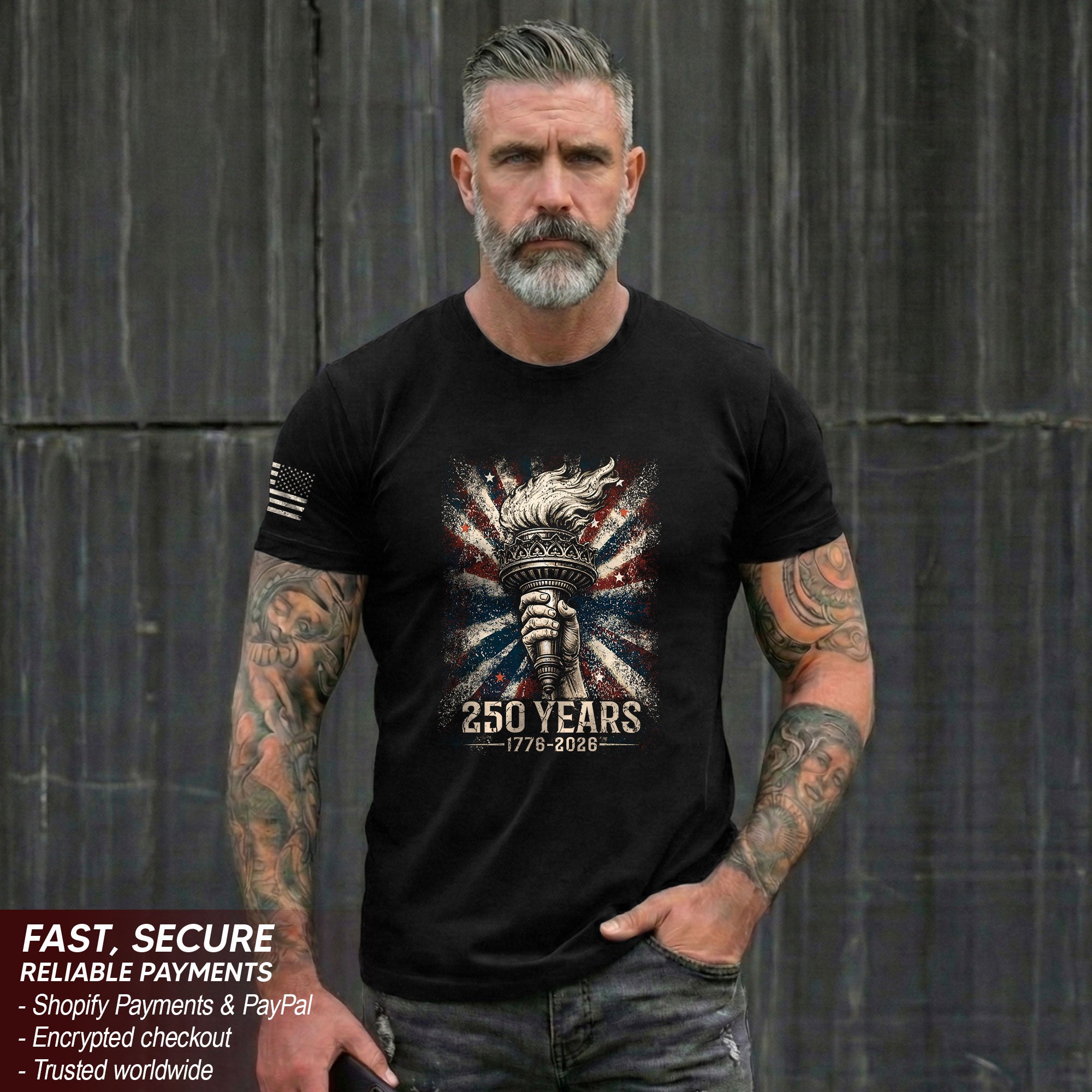 USA 250th Anniversary 250 Years Shirt 1776-2026 Liberty Torch Patriotic Pride