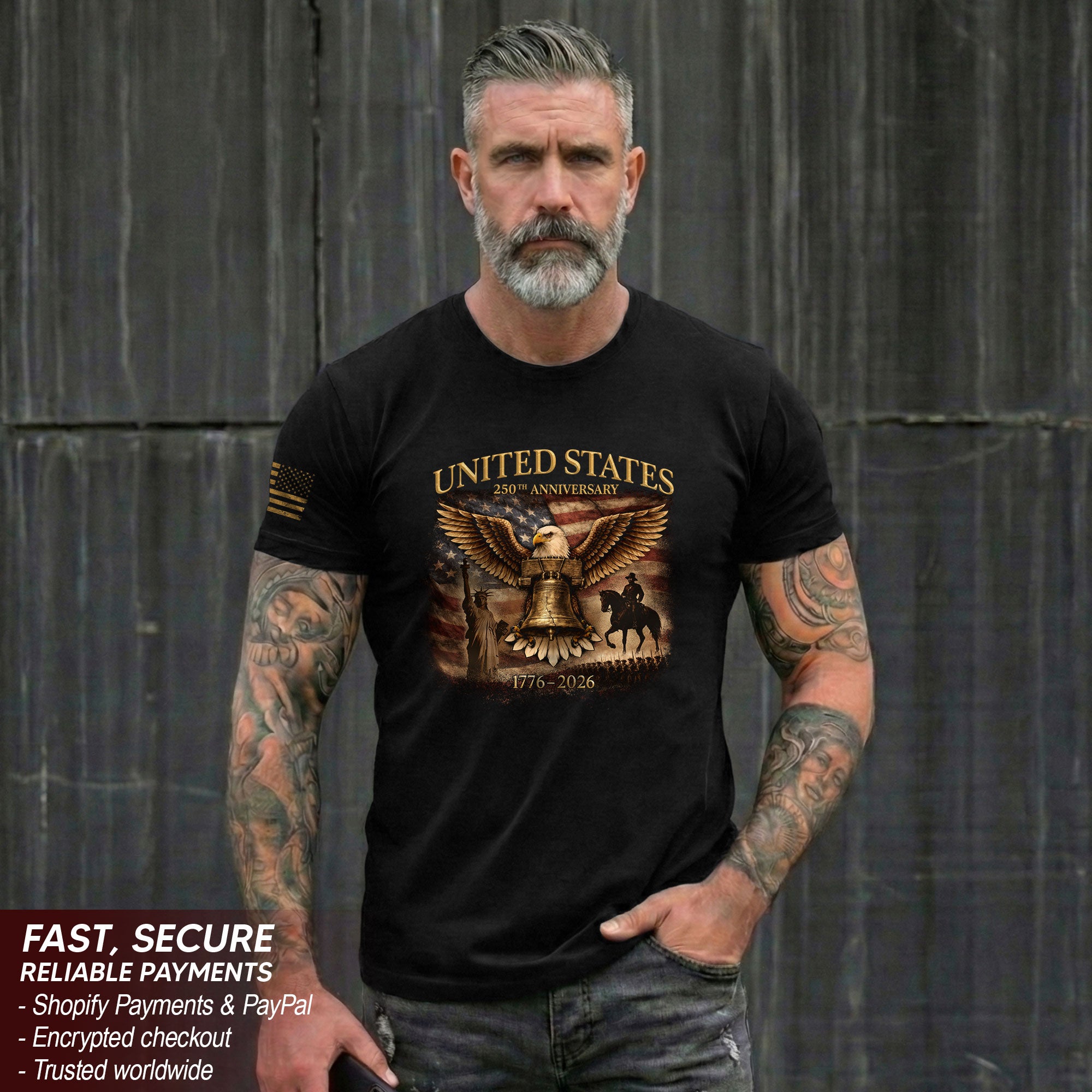 USA 250th Anniversary 250 Years Shirt 1776-2026 Liberty Bell Eagle Patriotic
