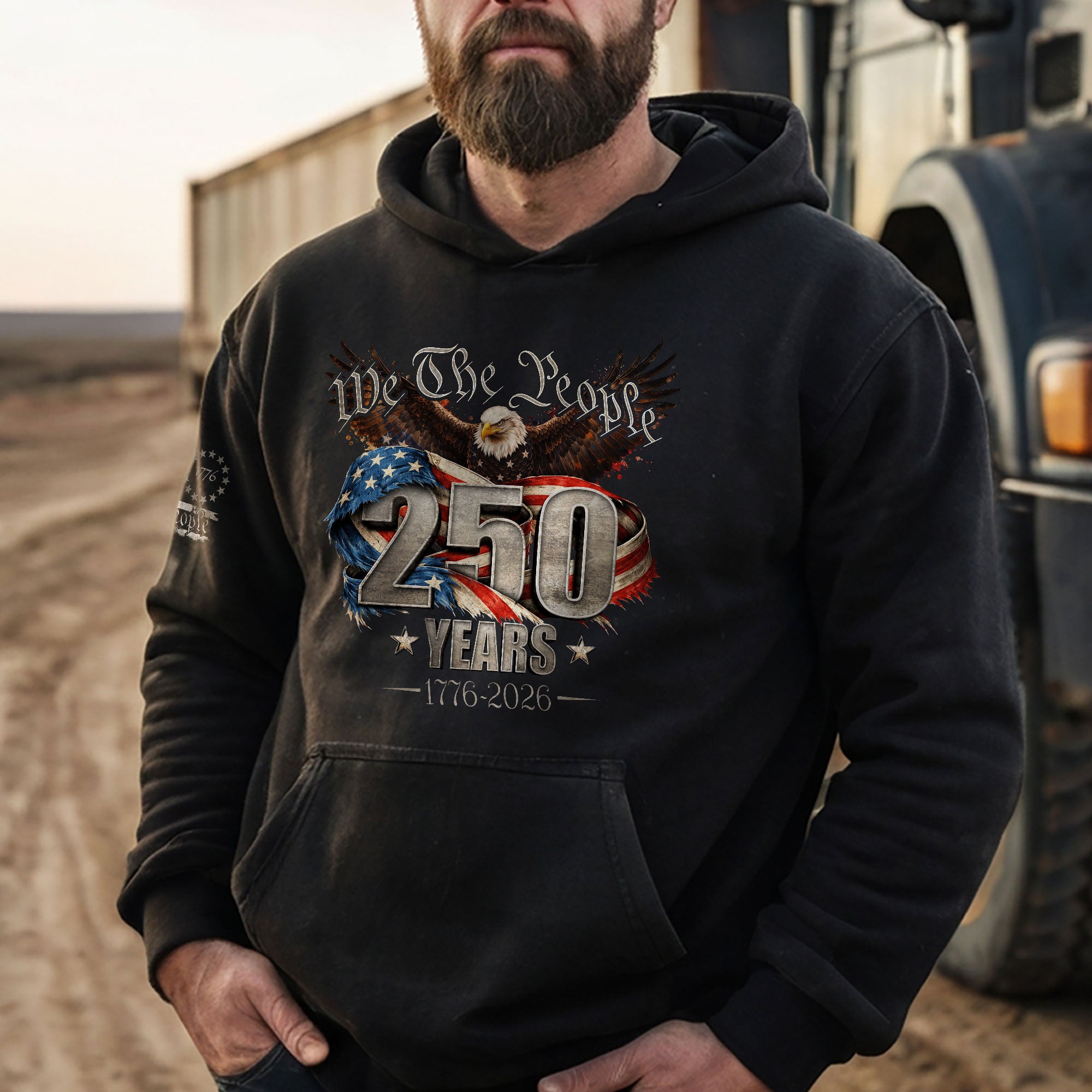 USA 250th Anniversary Hoodie 1776-2026 We The People Eagle Patriotic Men