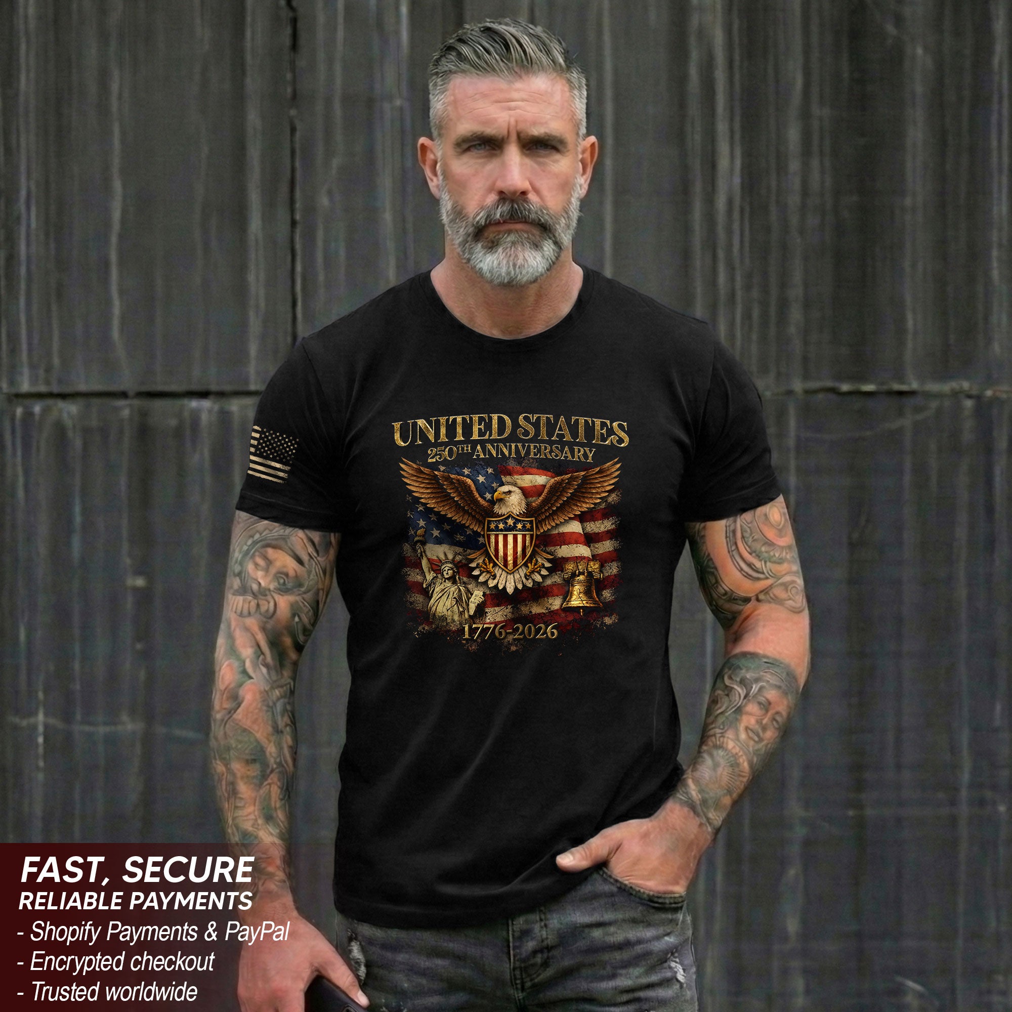 USA 250th Anniversary Shirt 1776-2026 Eagle Liberty Bell Patriotic American Pride