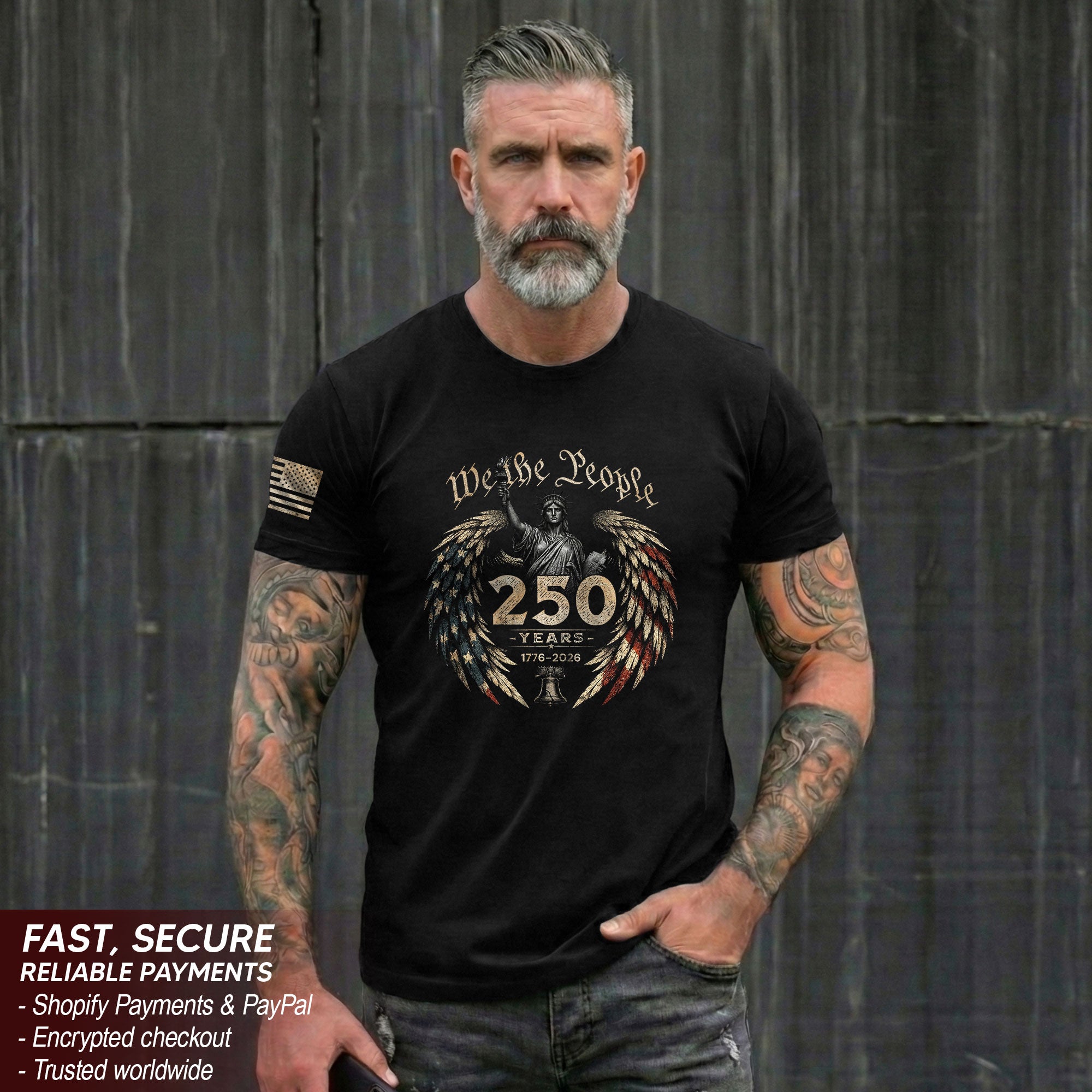 USA 250th Anniversary Shirt 1776-2026 We The People Statue of Liberty Patriotic for Men