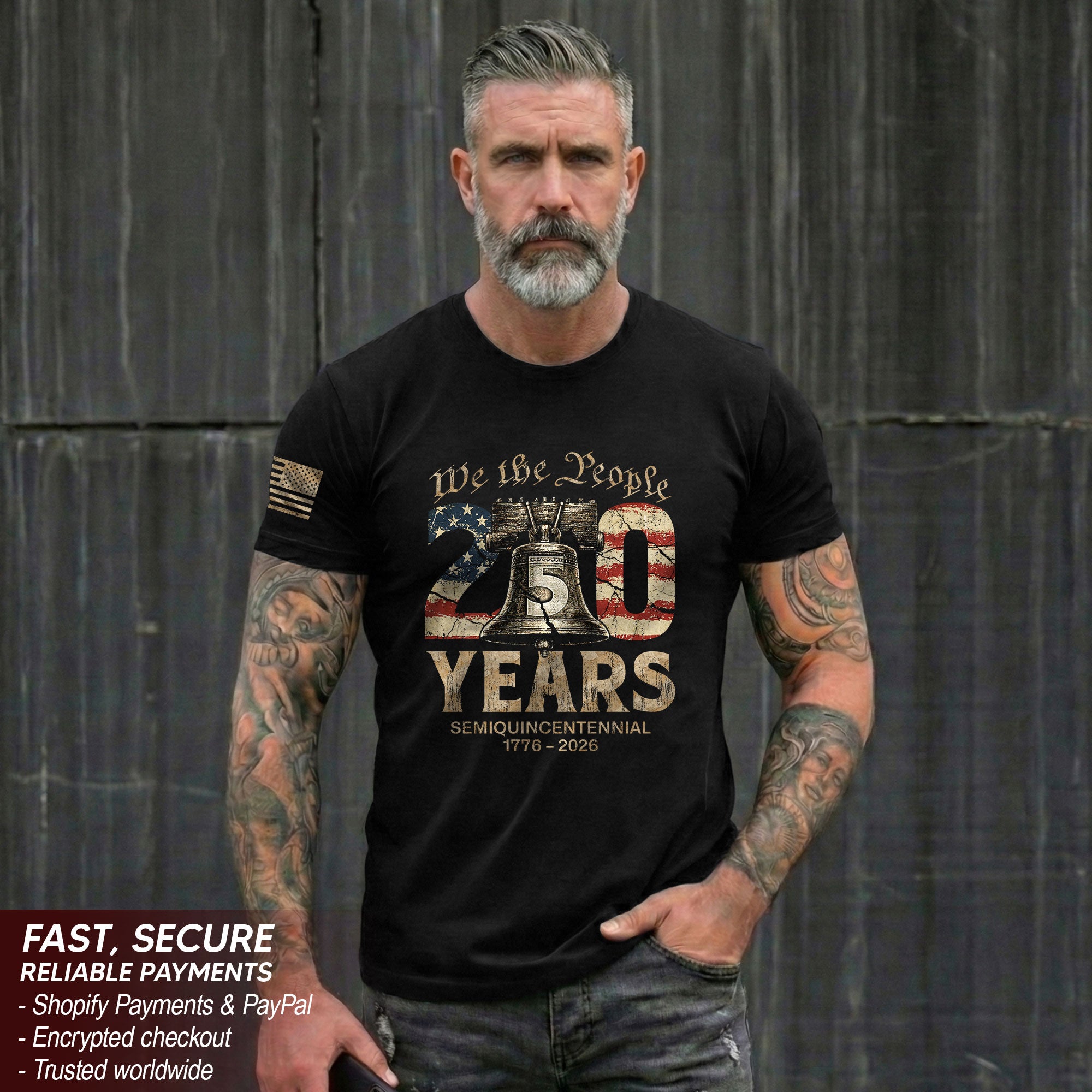USA 250th Anniversary Shirt 1776-2026 Liberty Bell We The People Patriotic for Men