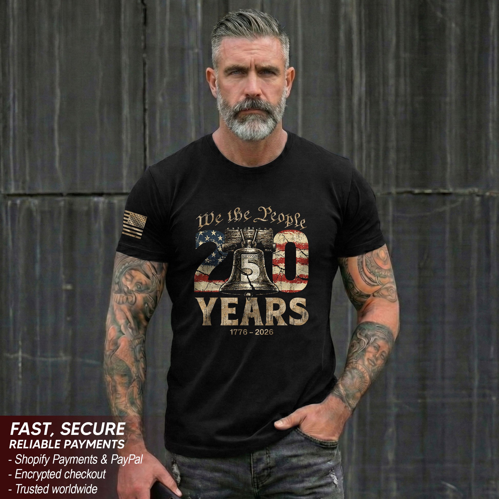USA 250th Anniversary Shirt 1776-2026 Liberty Bell We The People Patriotic for Men - Rust Field Wear