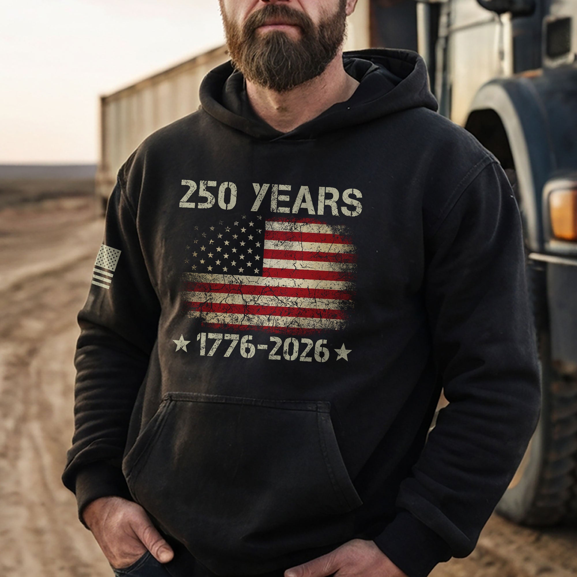 USA 250th Anniversary Semiquincentennial 250 Years Hoodie 1776-2026 Vintage Distressed Flag Patriotic
