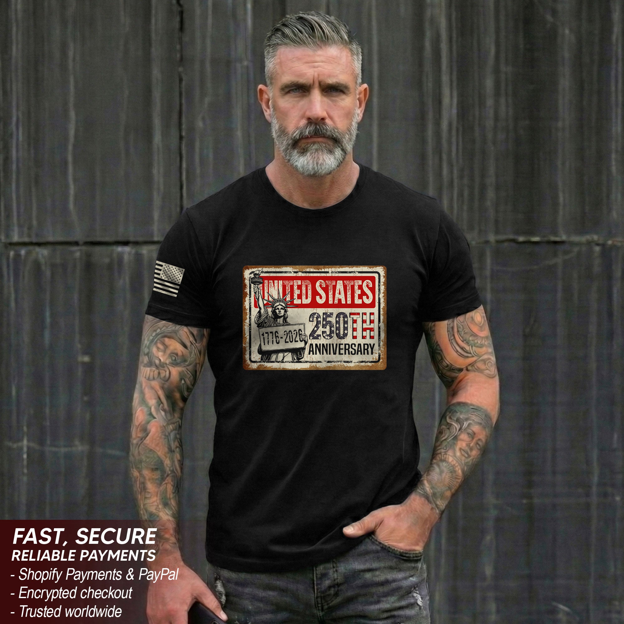 United States 250th Anniversary 250 Years Vintage Sign Shirt Lady Liberty Patriotic