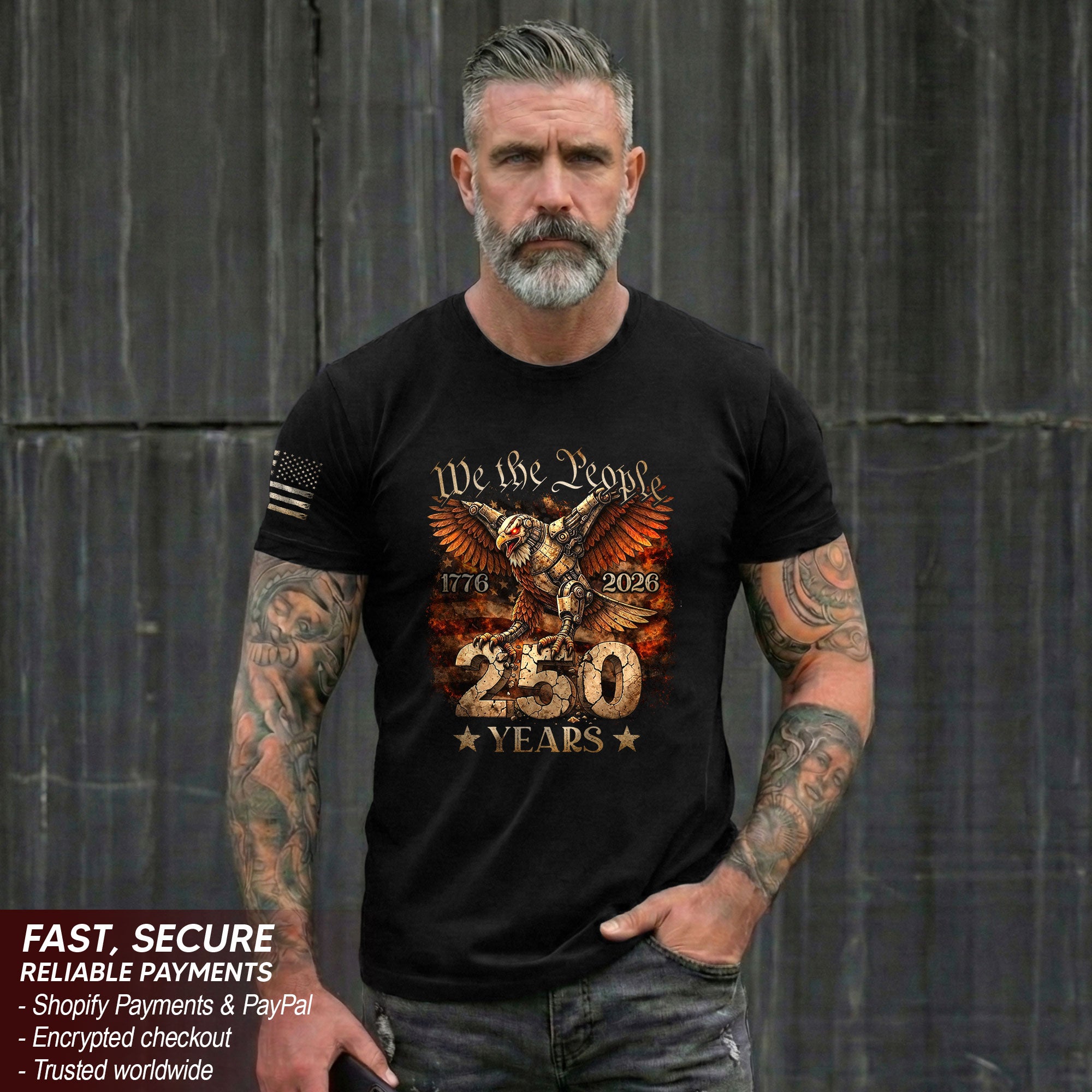 USA 250th Anniversary Semiquincentennial 250 Years Shirt 1776-2026 Mechanical Eagle We The People Mental Strength Patriotic