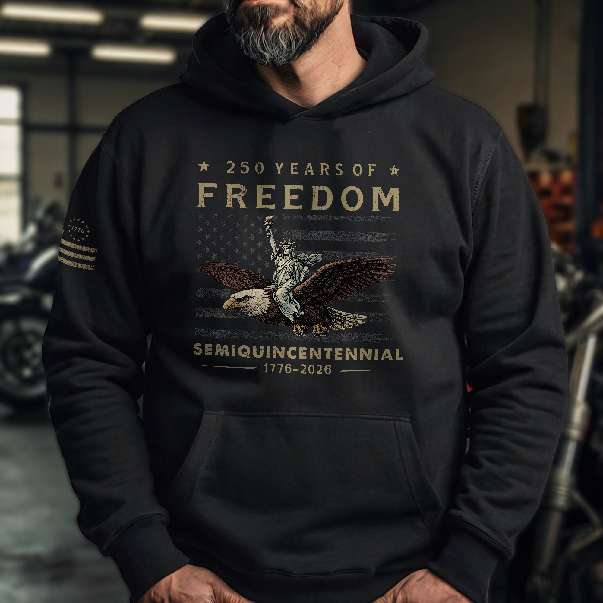 USA 250th Anniversary Hoodie 250 Years of Freedom Semiquincentennial 1776-2026 American Flag Eagle Liberty Patriotic