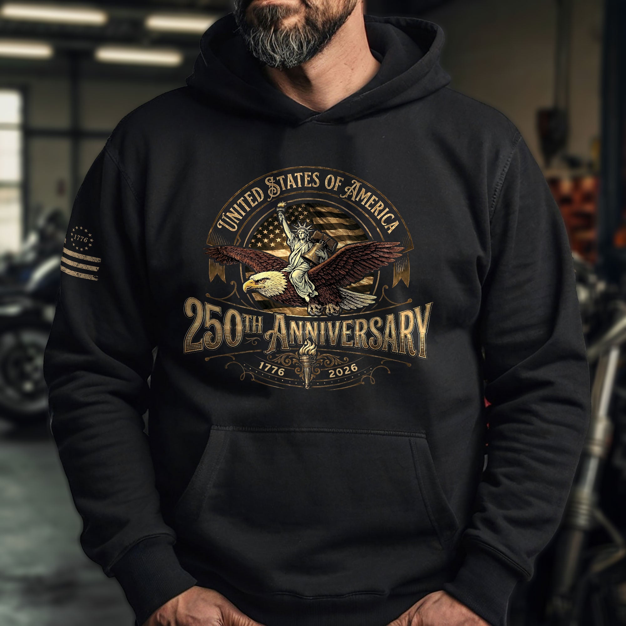 USA 250th Anniversary Hoodie 250 Years Semiquincentennial 1776-2026 Vintage American Emblem Eagle Liberty Patriotic