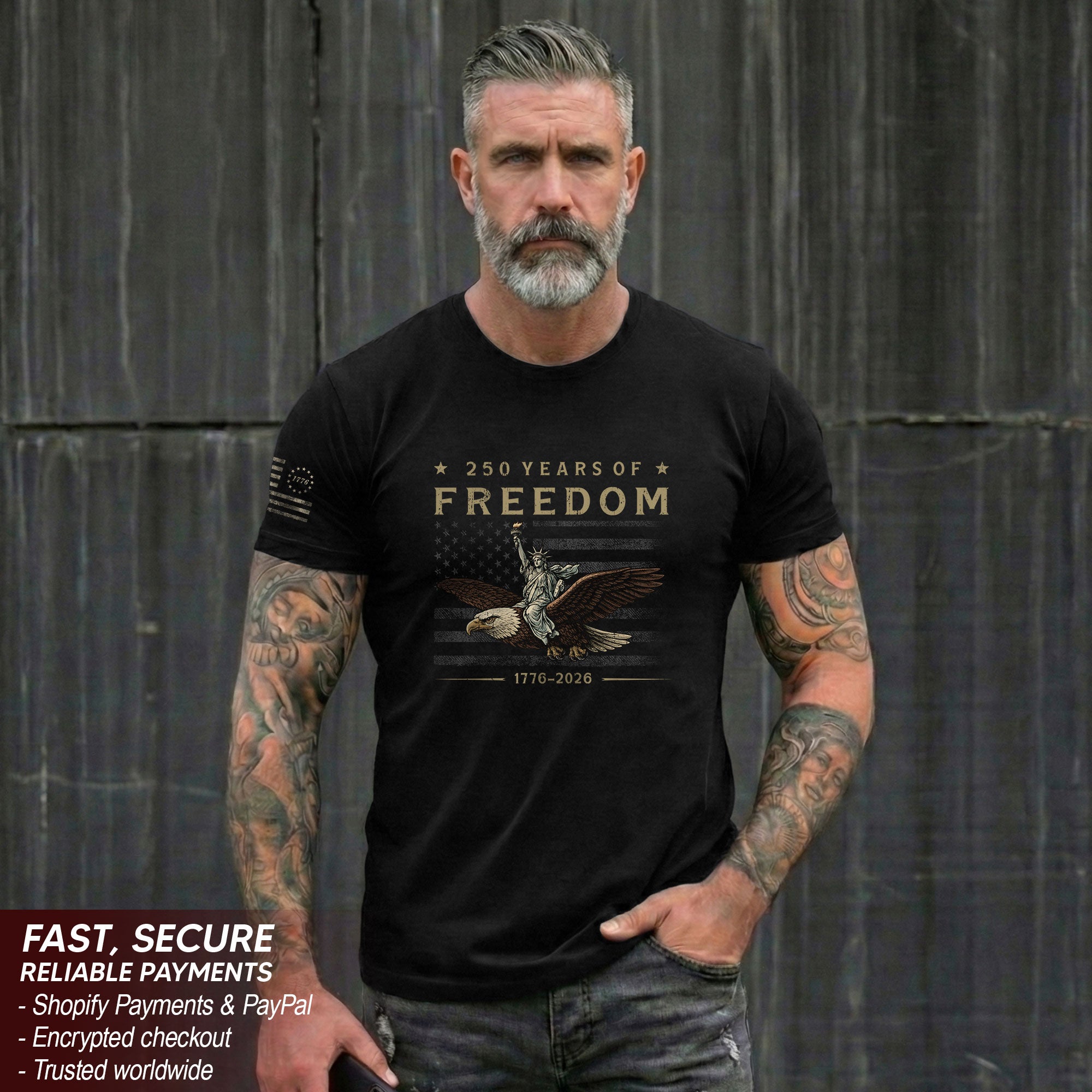 USA 250th Anniversary Shirt 250 Years of Freedom 1776-2026 We The People Eagle Lady Liberty Patriotic