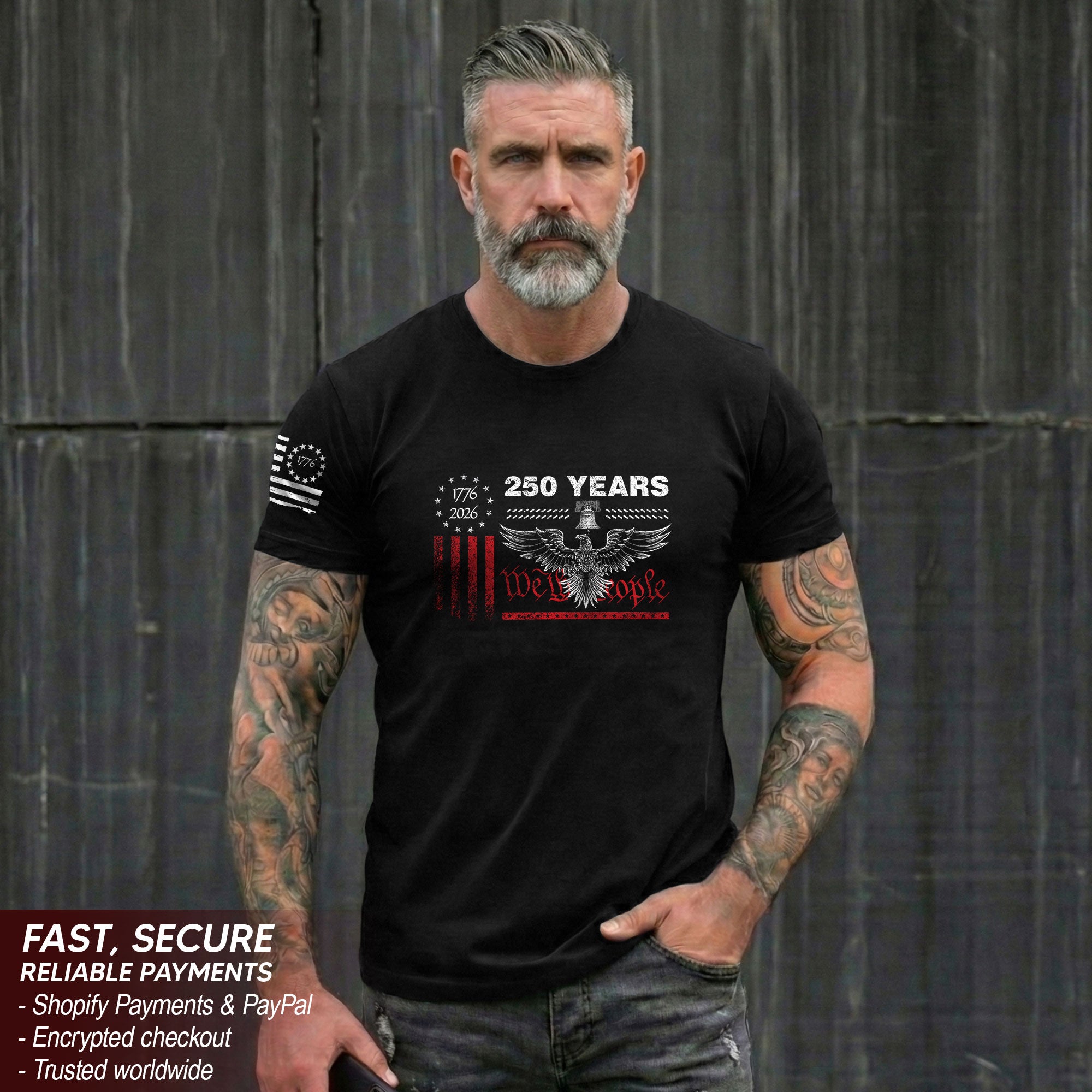 USA 250th Anniversary T-Shirt 250 Years Semiquincentennial 1776-2026 Eagle Liberty Bell Patriotic American Apparel