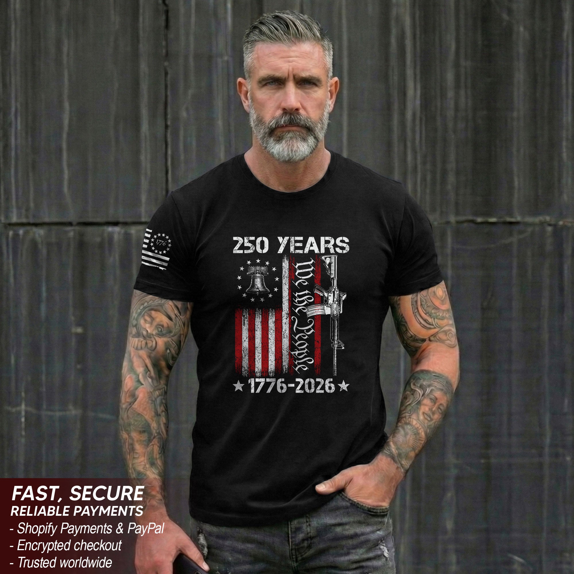 We The People 250th Anniversary T-Shirt 250 Years Semiquincentennial 1776-2026 Liberty Bell Rifle Patriotic