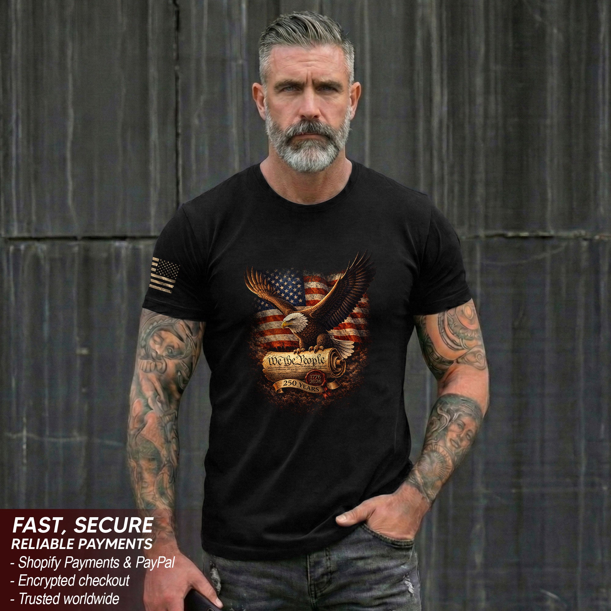 1776–2026 USA 250th Anniversary Eagle Shirt We The People Patriotic Freedom Tee