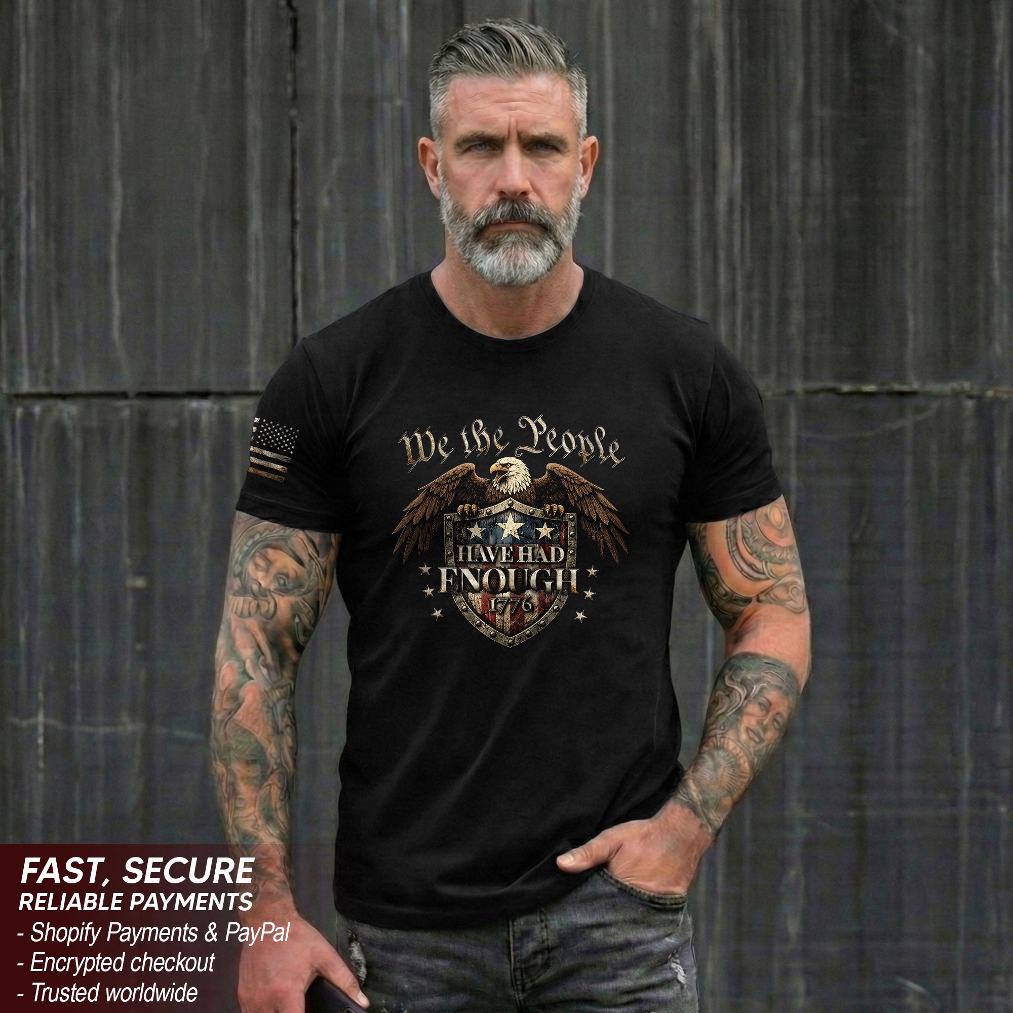 We The People Have Had Enough T-Shirt American Shield 1776 Patriotic Bold Statement Graphic Tee