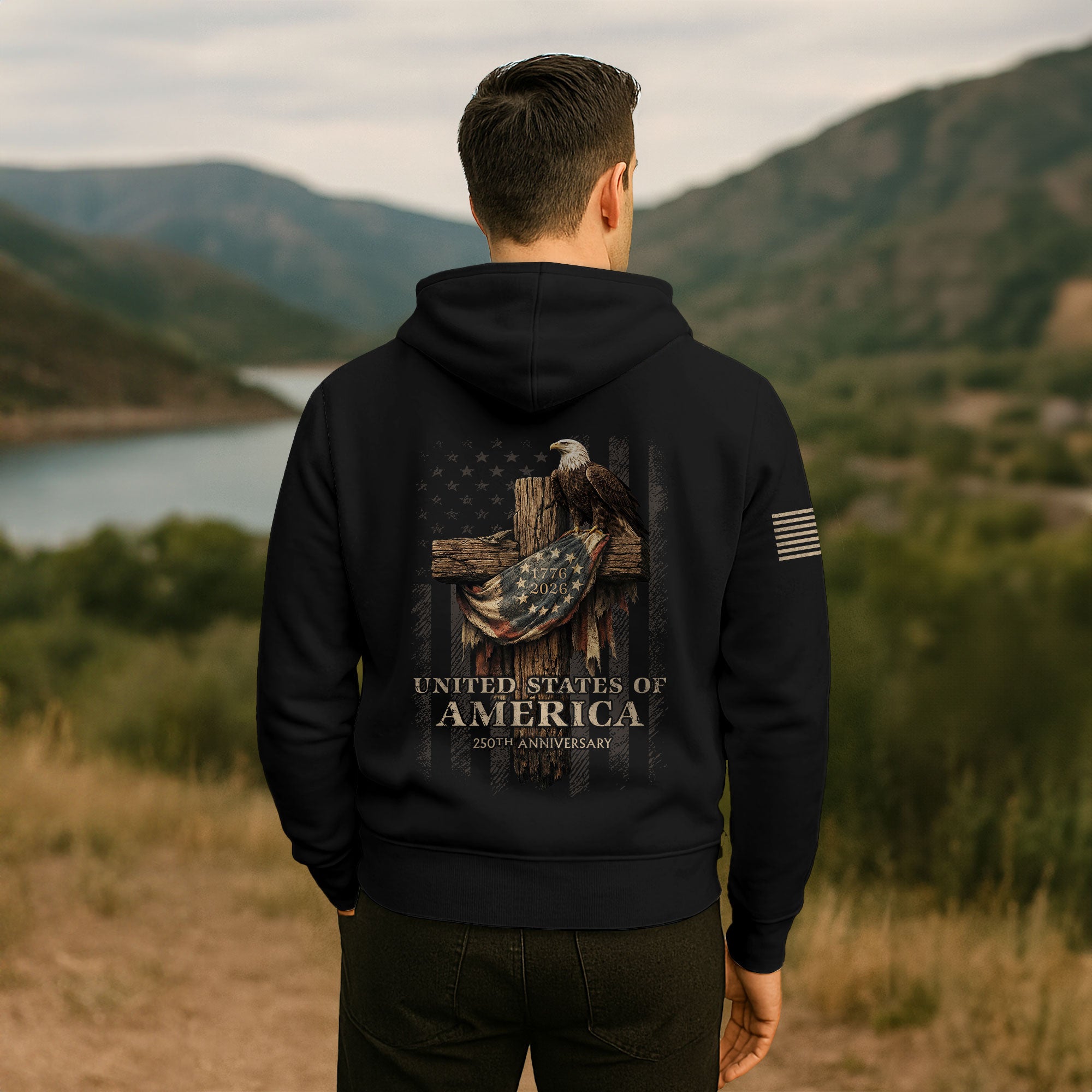 USA Christian Freedom Hoodie 250th Anniversary Independence Heritage Wear