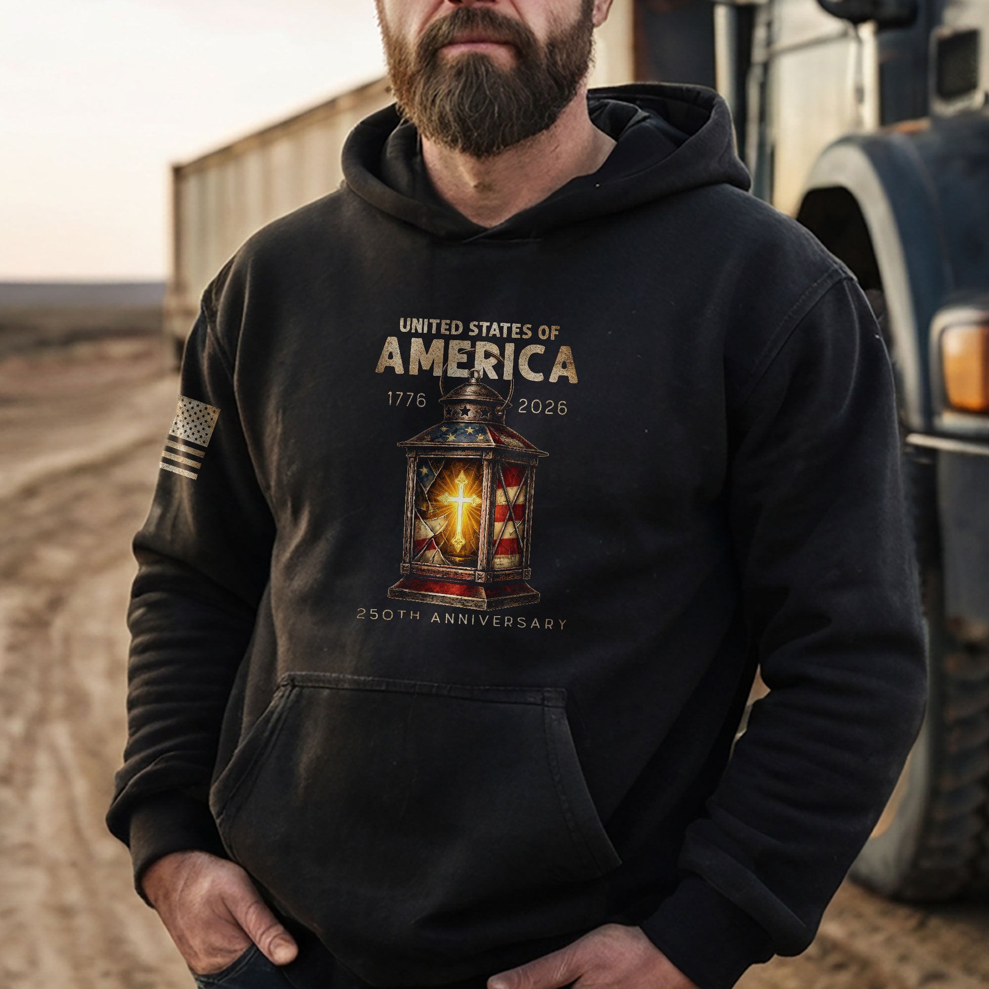 USA 250 Years of Freedom Christian Hoodie 1776–2026 Faith Patriotic Heritage