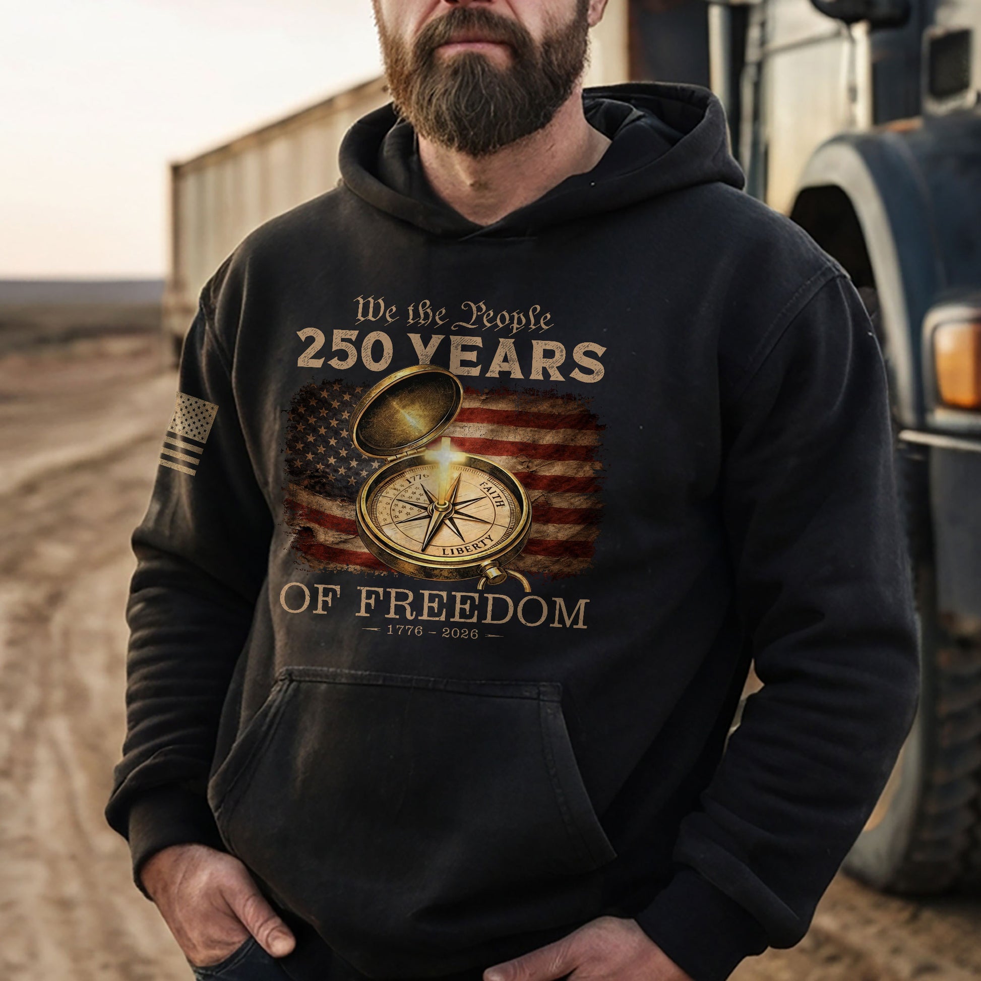 American Christian Faith Hoodie 1776–2026 USA 250th Anniversary Patriotic Gift - Rust Field Wear