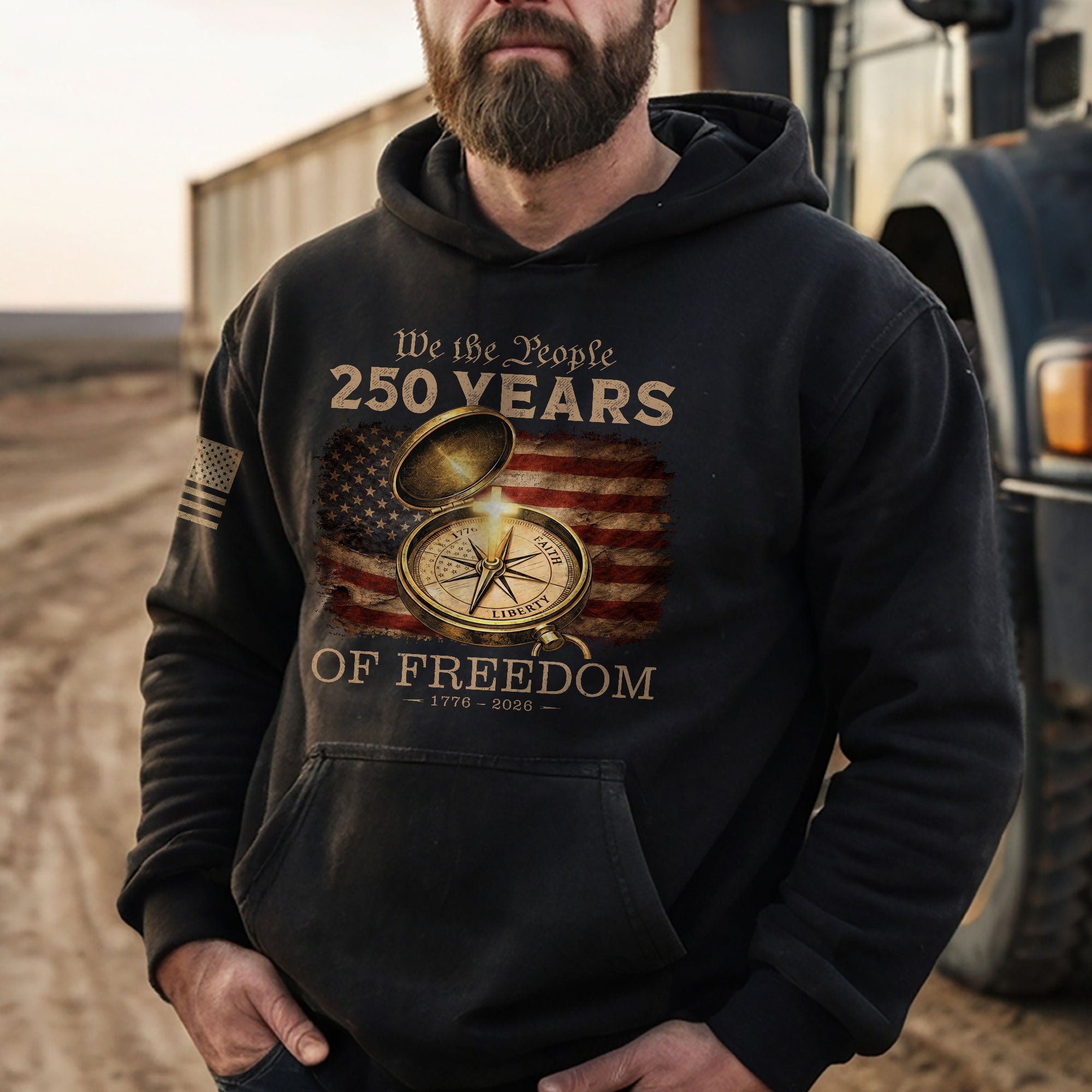 American Christian Faith Hoodie 1776–2026 USA 250th Anniversary Patriotic Gift - Rust Field Wear