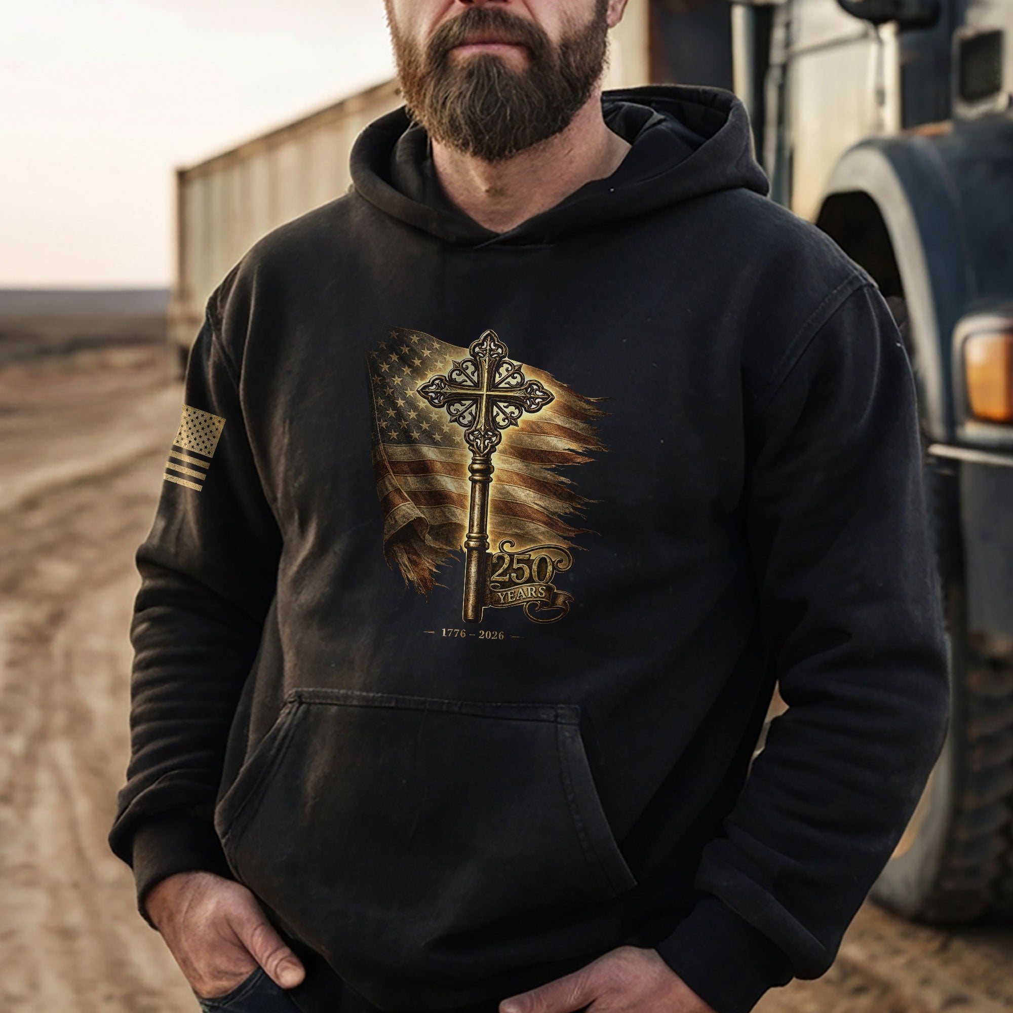 1776–2026 USA Christian Hoodie Patriotic Faith Apparel