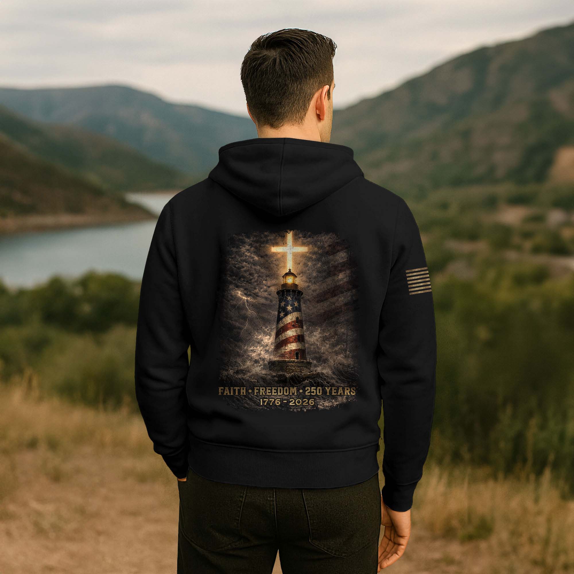 250 Years America Christian Freedom Hoodie 1776–2026 Patriotic Celebration - Rust Field Wear