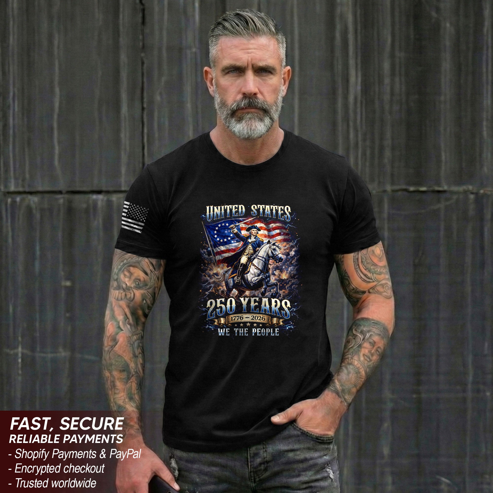 George Washington 250 Years Shirt - 1776-2026 United States 250th Anniversary Bootleg Tee - Rust Field Wear