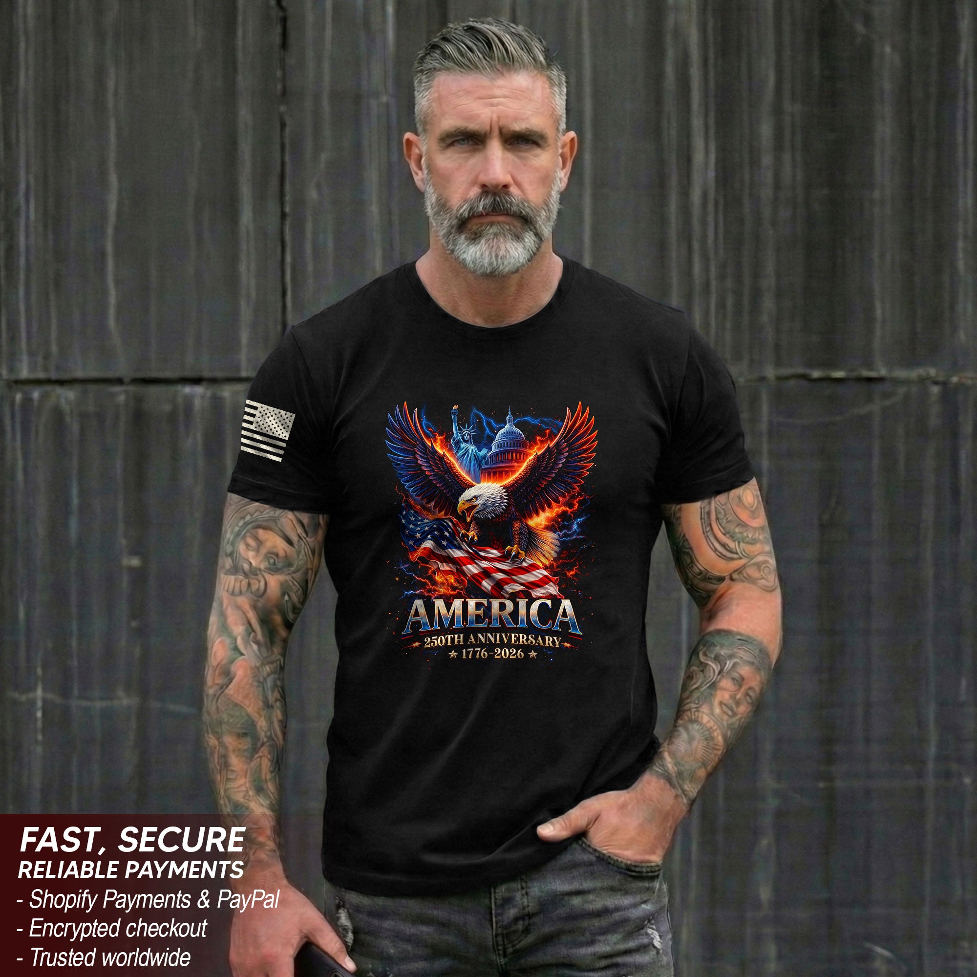 250 Year American Anniversary Shirt - Semiquincentennial Freedom Eagle Bootleg Graphic Tee