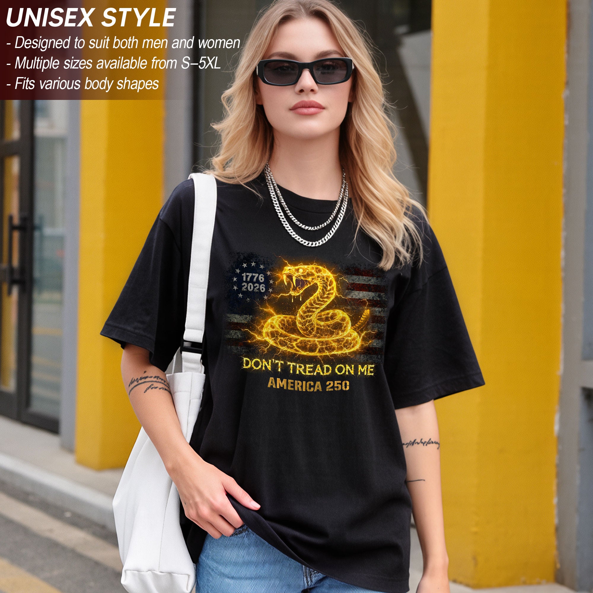 Don’t Tread on Me America 250 Bootleg Tee – Electric Snake 1776–2026 Graphic