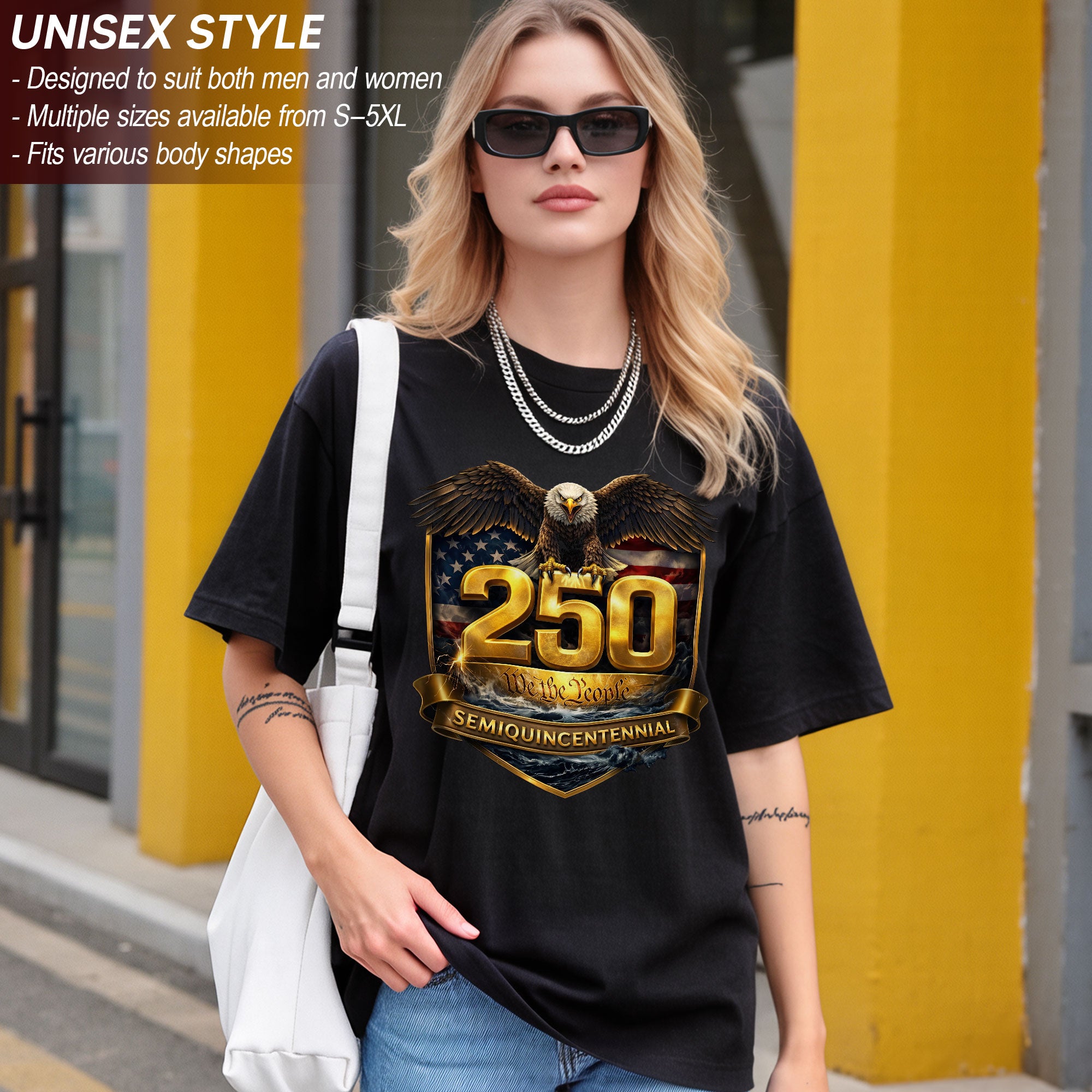 250 We The People Semiquincentennial Bootleg Tee – Gold Crest Eagle 1776–2026