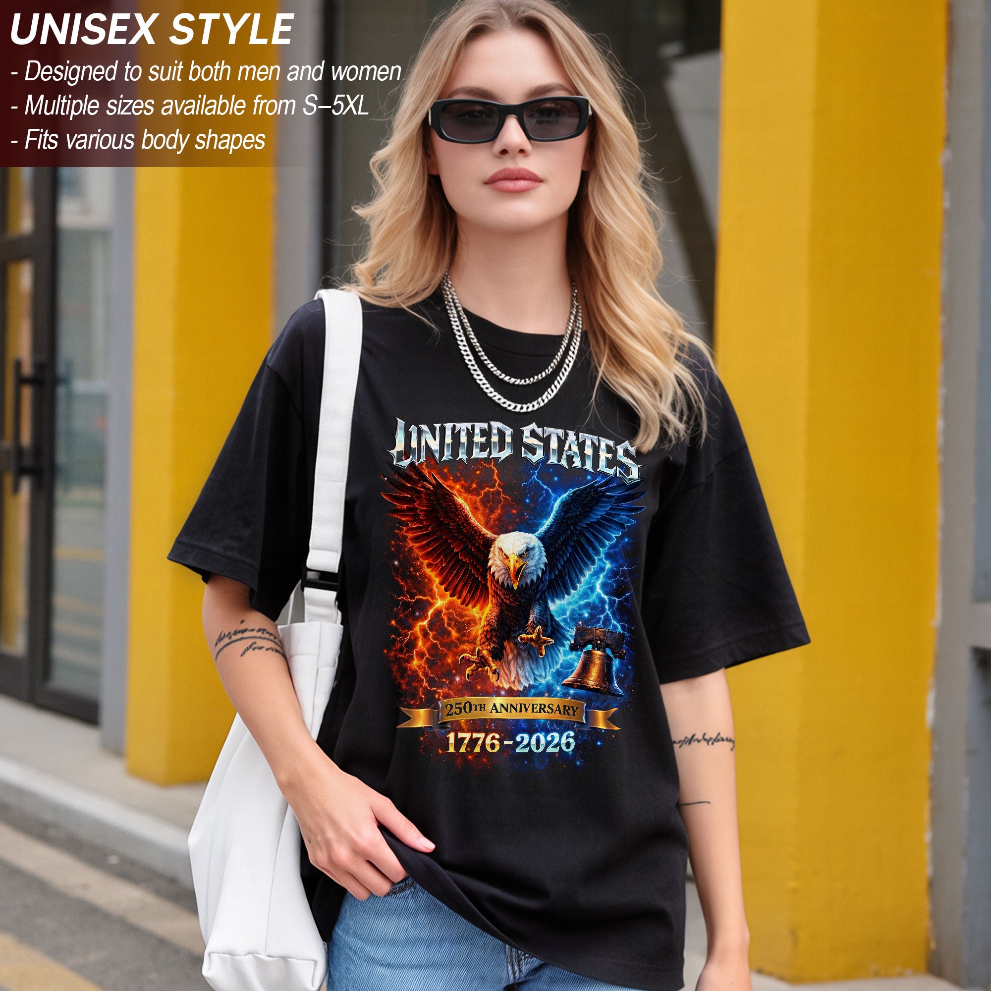 United States 250th Anniversary Bootleg Eagle T-Shirt 1776–2026 – Bold Patriotic Freedom Graphic Tee