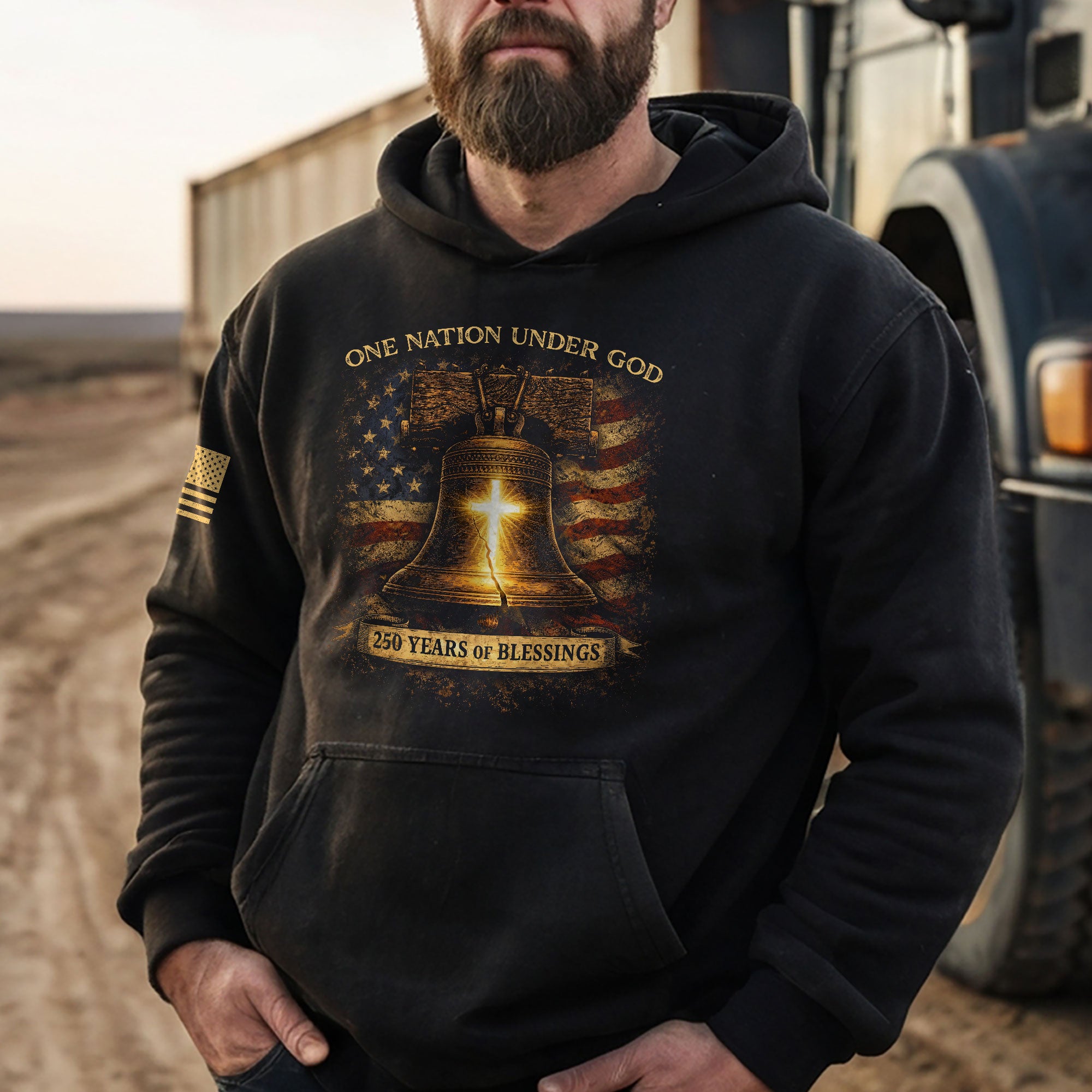 America 250th Anniversary Hoodie 1776-2026 – Liberty Bell One Nation Under God 250 Years of Blessings Patriotic Hoodie