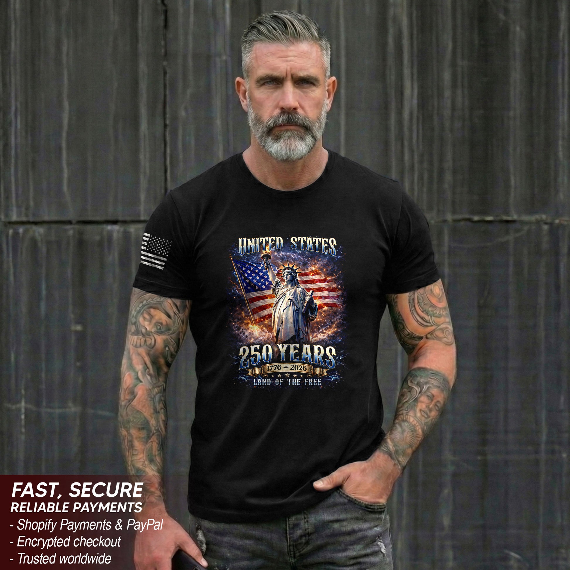 Statue of Liberty 250th Anniversary Bootleg Shirt - 1776-2026 USA 250 Years Tee, Retro Patriotic Lightning Graphic Apparel - Rust Field Wear