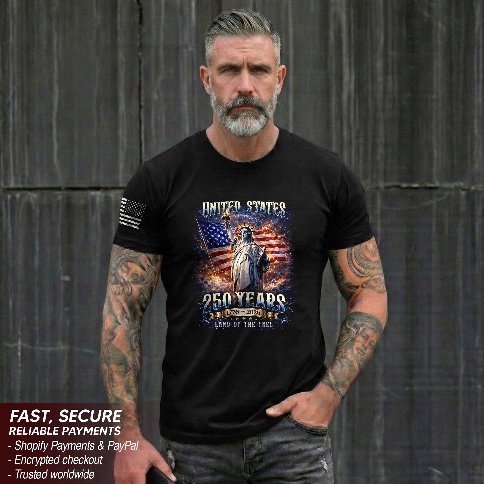 Statue of Liberty 250th Anniversary Bootleg Shirt - 1776-2026 USA 250 Years Tee, Retro Patriotic Lightning Graphic Apparel - Rust Field Wear