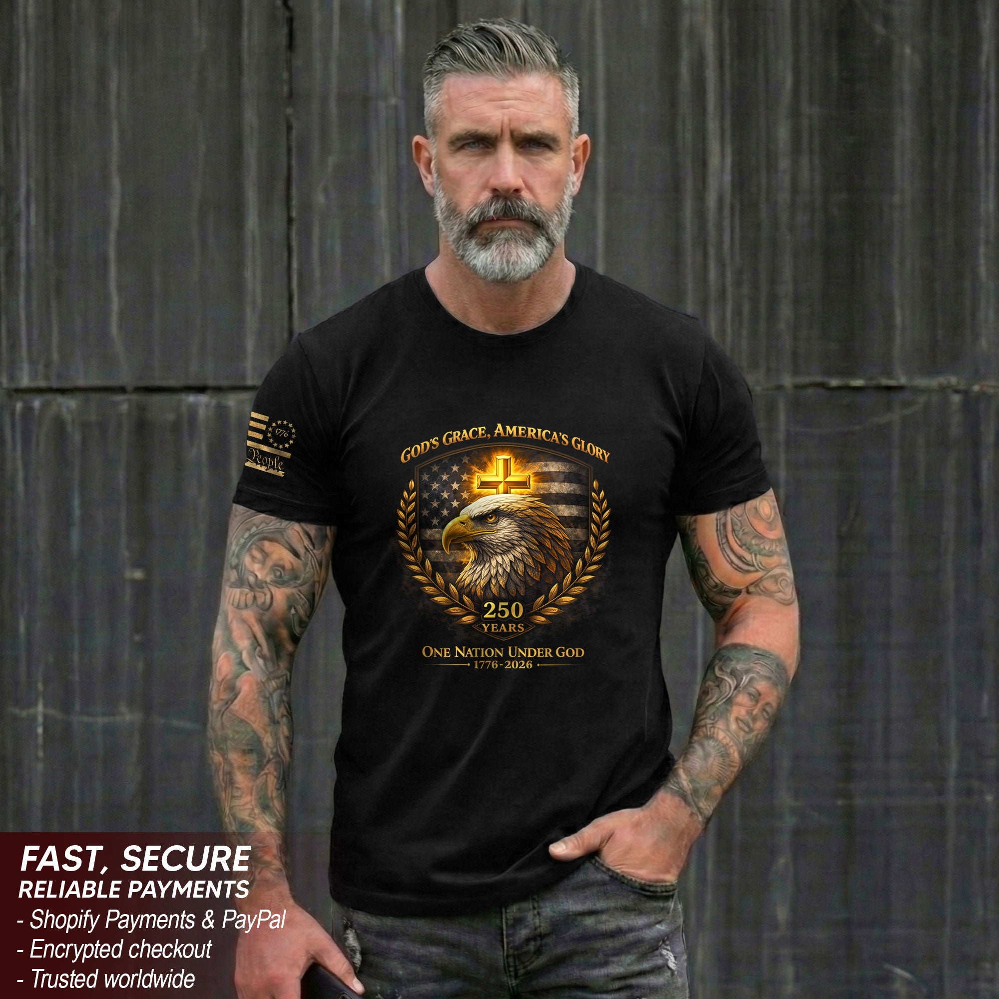 USA 250th Anniversary 1776-2026 Eagle Shirt – One Nation Under God 250 Years Christian Patriotic Heritage Tee