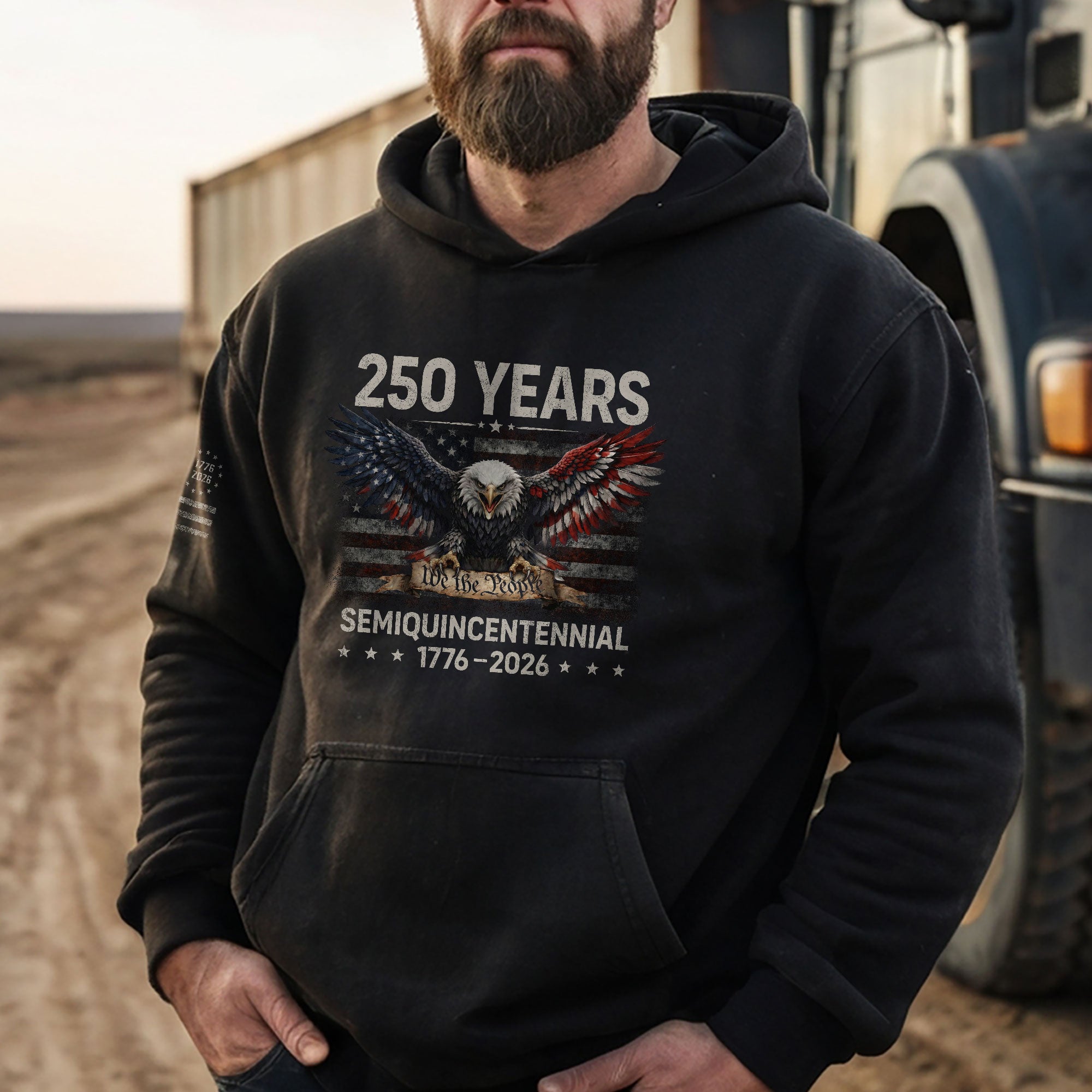 America 250th Anniversary Hoodie - Semiquincentennial 1776-2026 Patriotic We The People Mens Hoodie