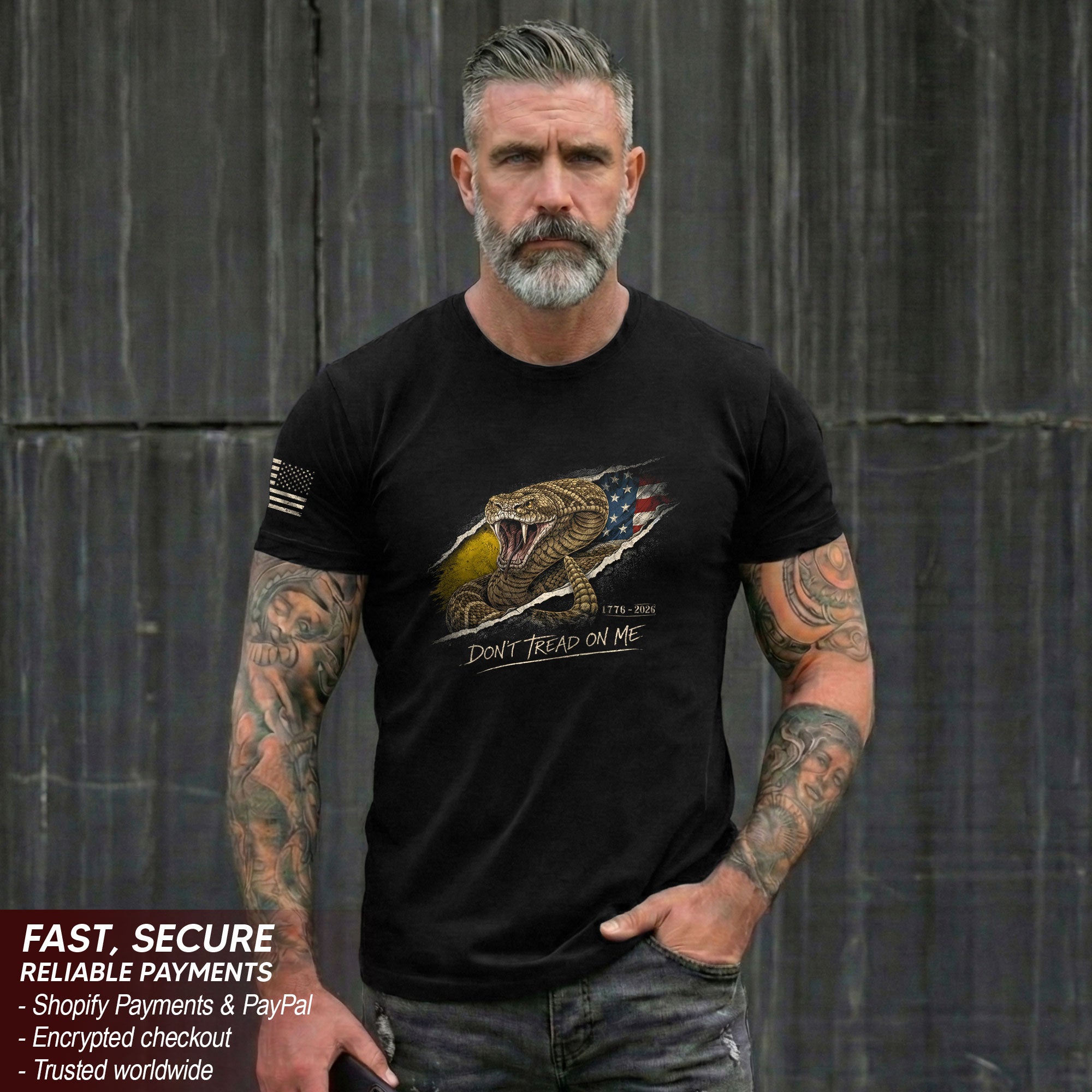 Don't Tread on Me America 250th Anniversary T-Shirt - 1776-2026 Gadsden Snake 250 Years Tee, Patriotic Freedom Shirt