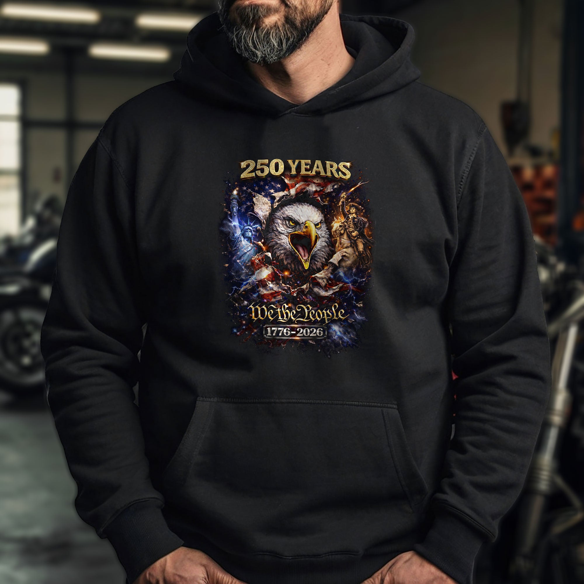 America 250th Anniversary Hoodie 1776-2026 – Eagle Statue of Liberty We The People Freedom Hoodie