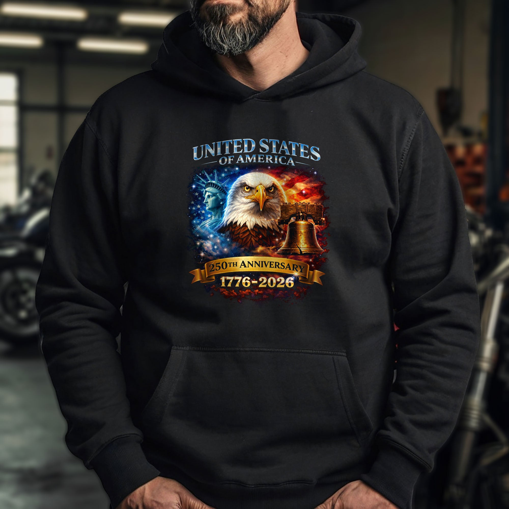 United States 250th Anniversary Hoodie 1776-2026 – Vintage Eagle Liberty Bell Statue of Liberty Hoodie