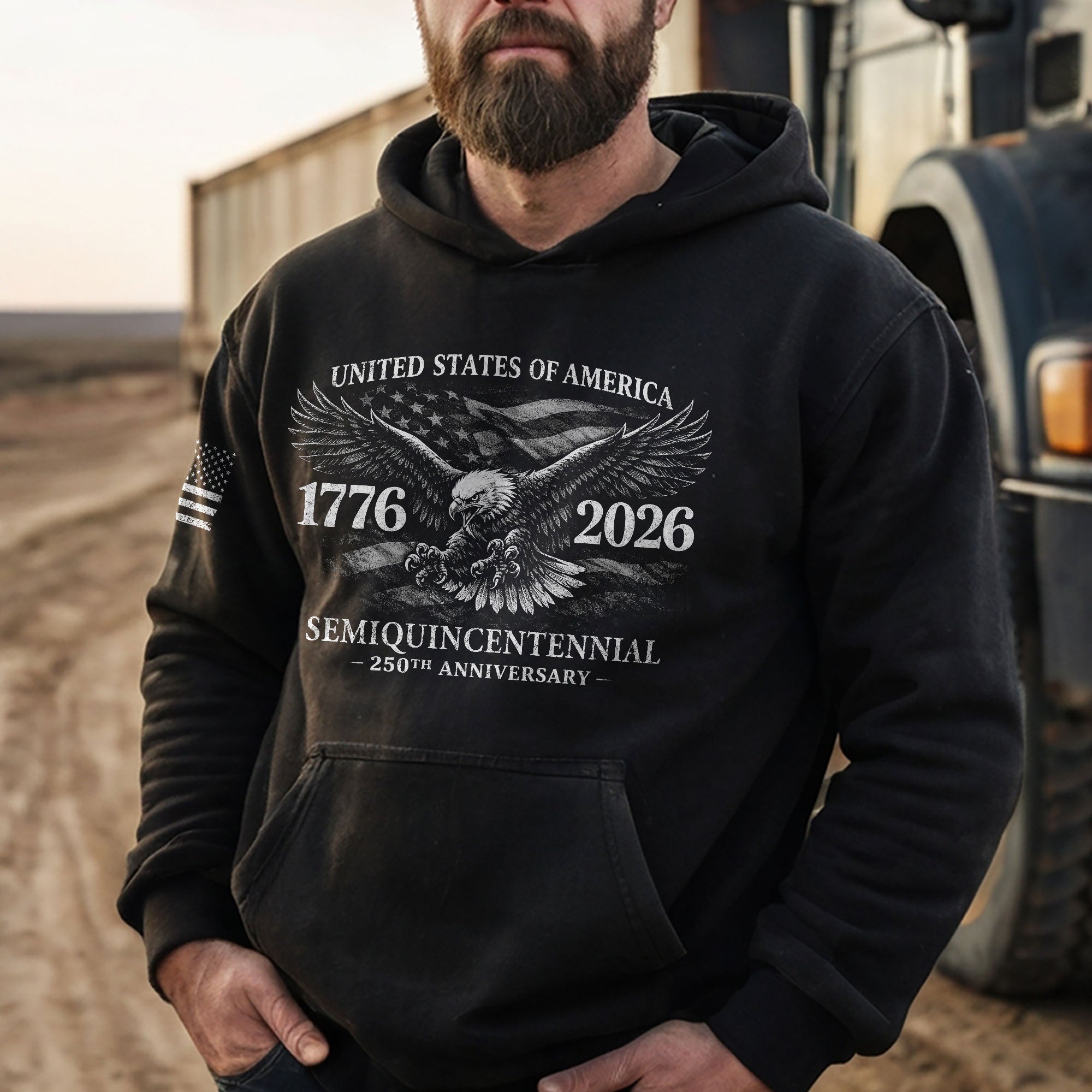 America 250th Anniversary 1776-2026 Semiquincentennial Hoodie – Patriotic Eagle Flag Freedom Men’s Clothing