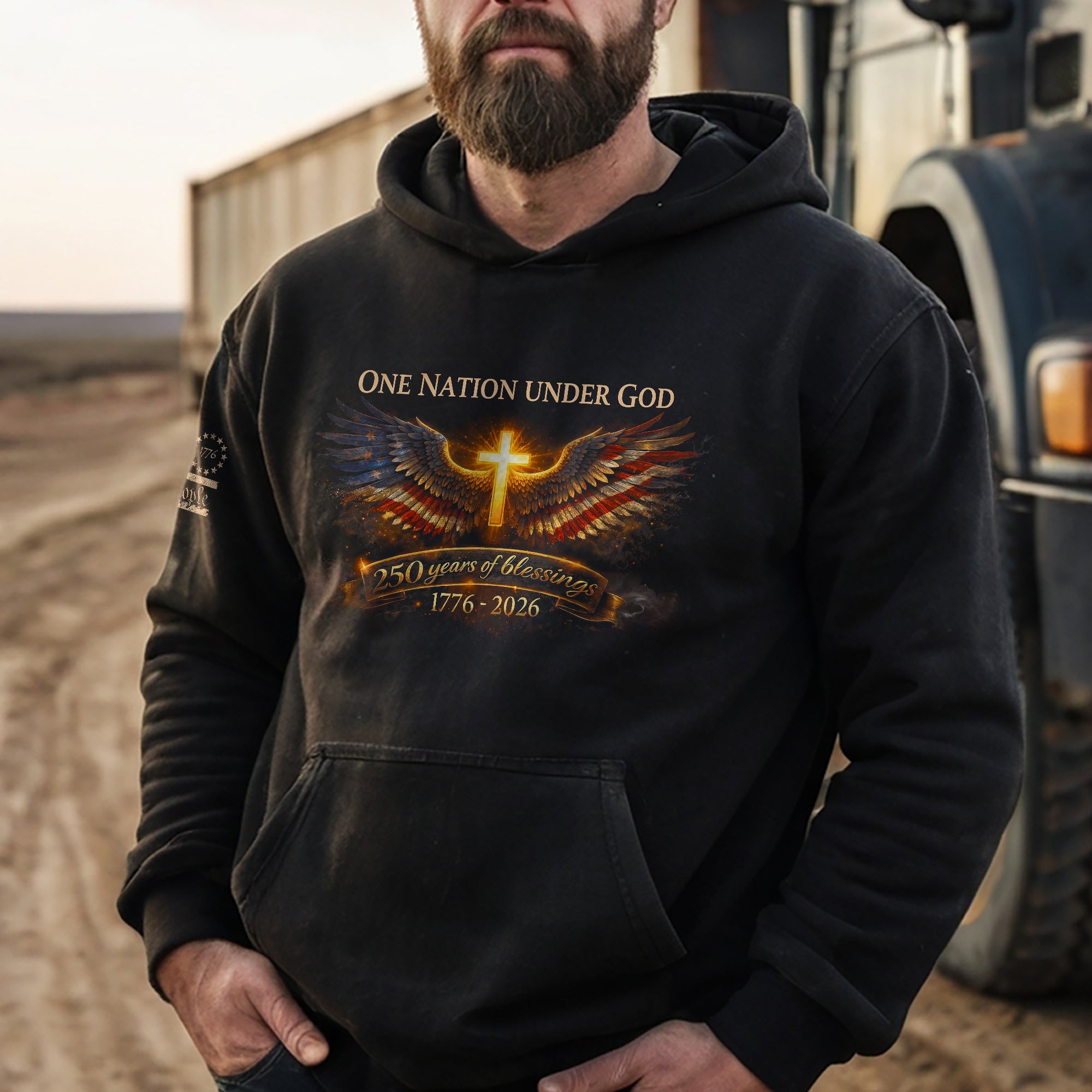 USA 250th Anniversary Hoodie 1776-2026 – Angel Wings One Nation Under God 250 Years of Blessings Hoodie